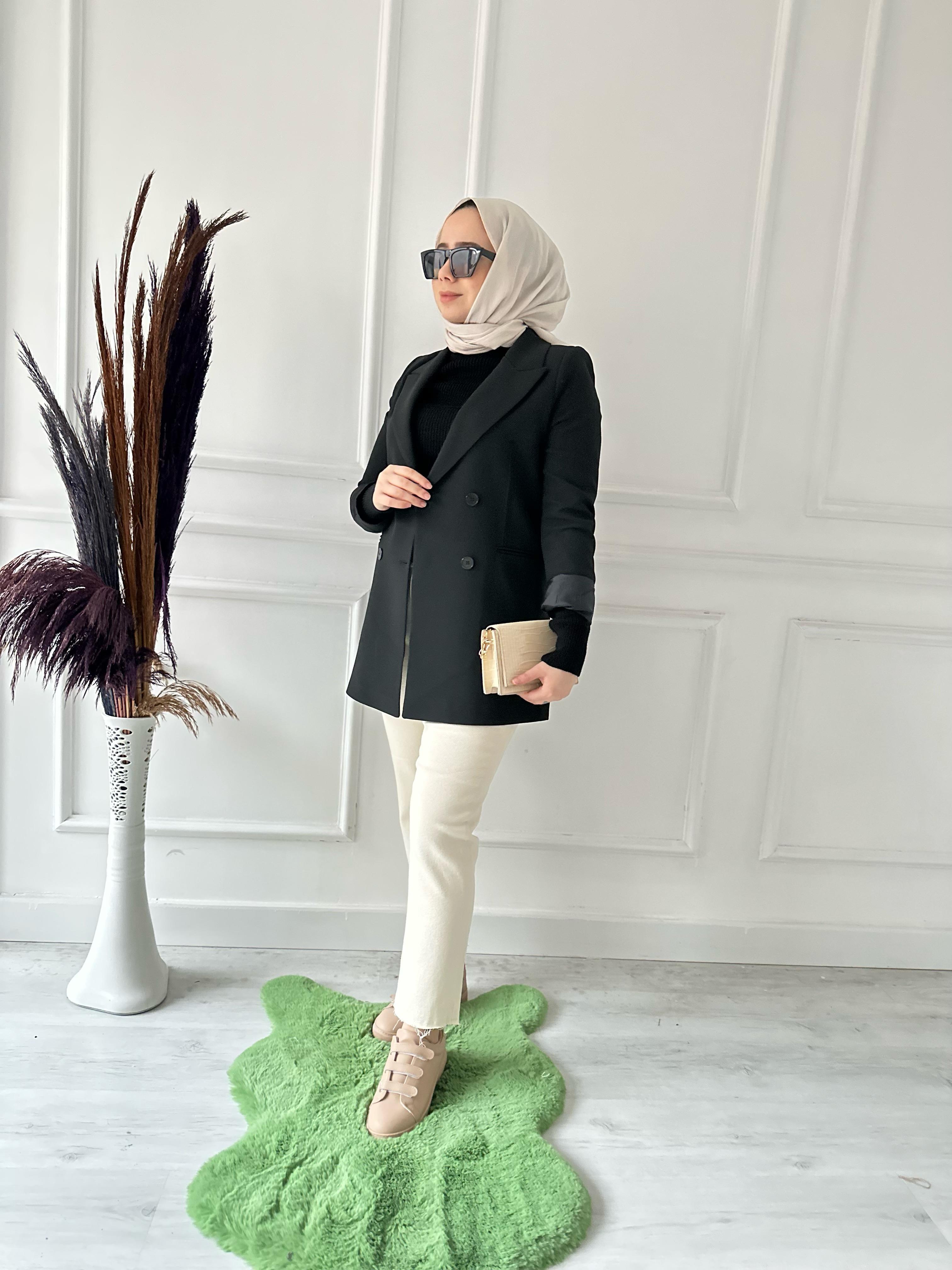 Dört Düğmeli Blezer Ceket 14510 Siyah