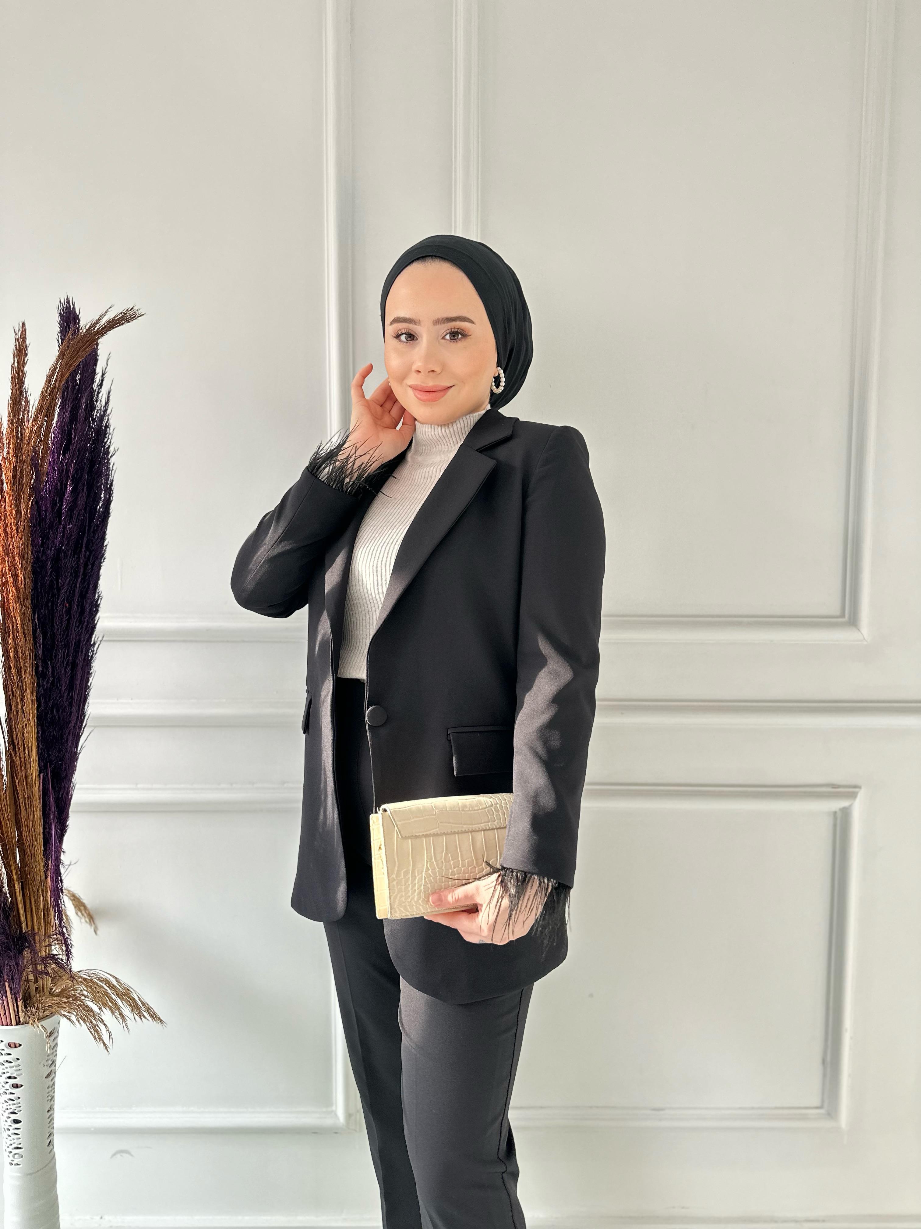 Kol Tüy Detay Takım 6134 Siyah