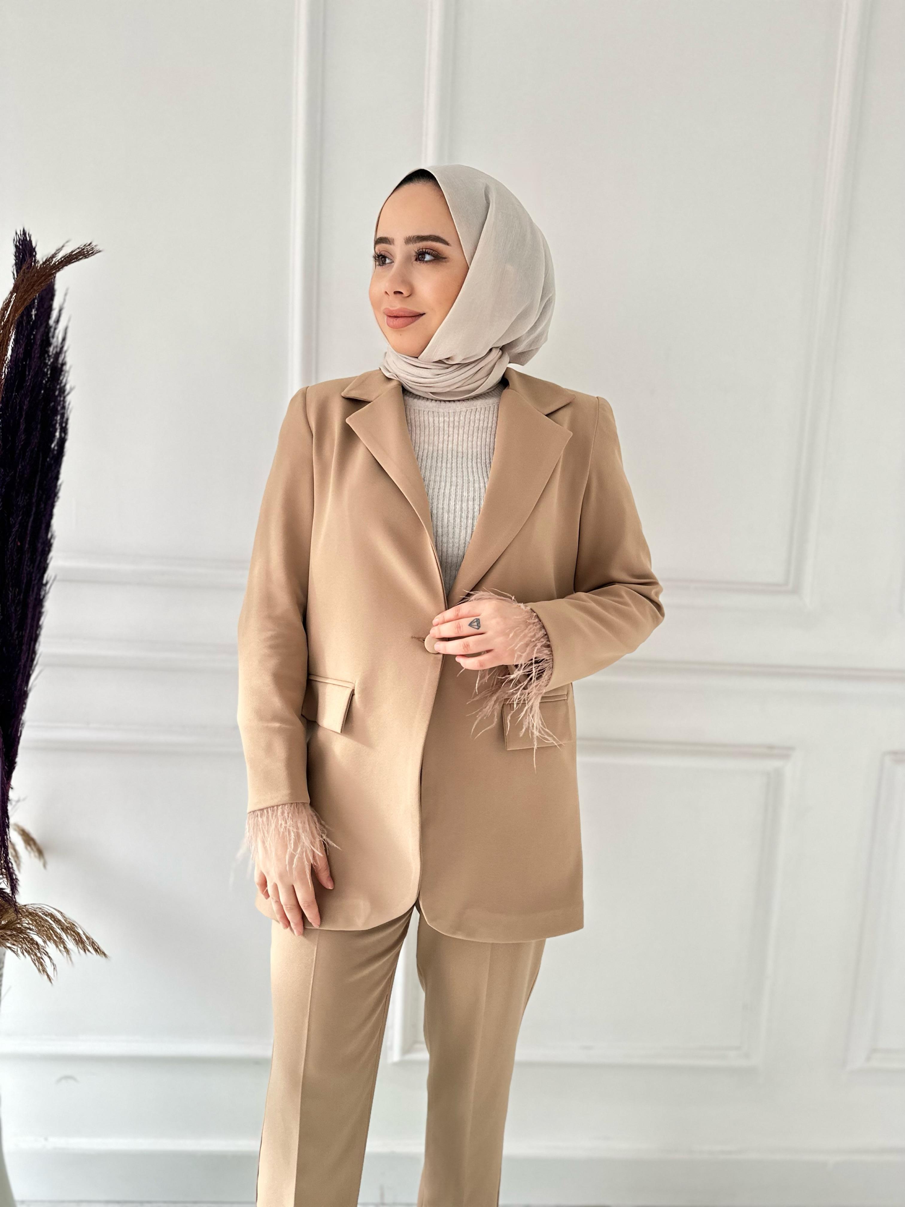Kol Tüy Detay Takım 6134 Taba