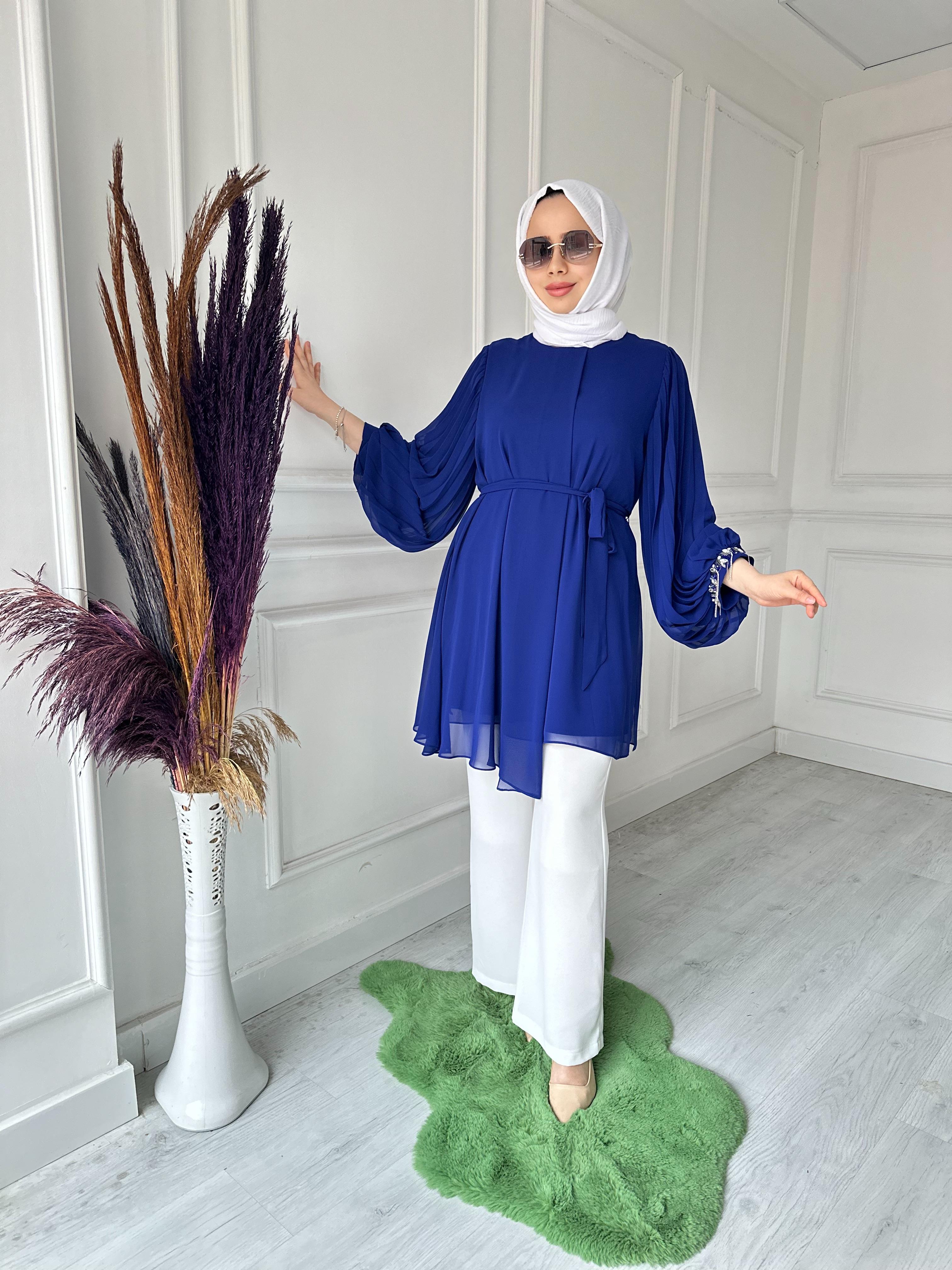 Kolu Taşlı Abiye Tunik 50257 Saks