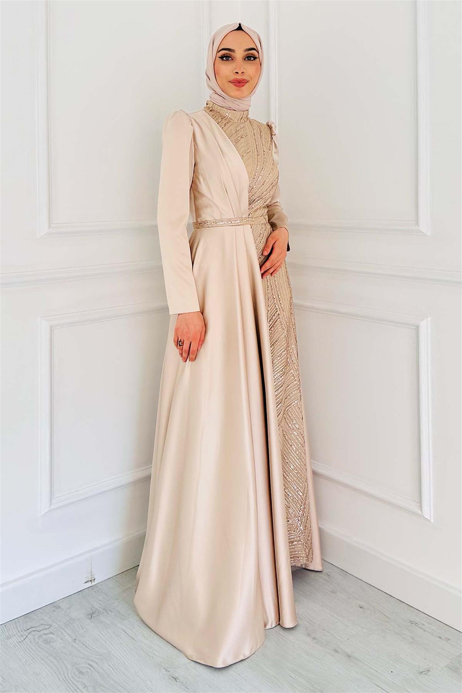 ÖNÜ DETAY SİMLİ ABİYE 2431 Taş