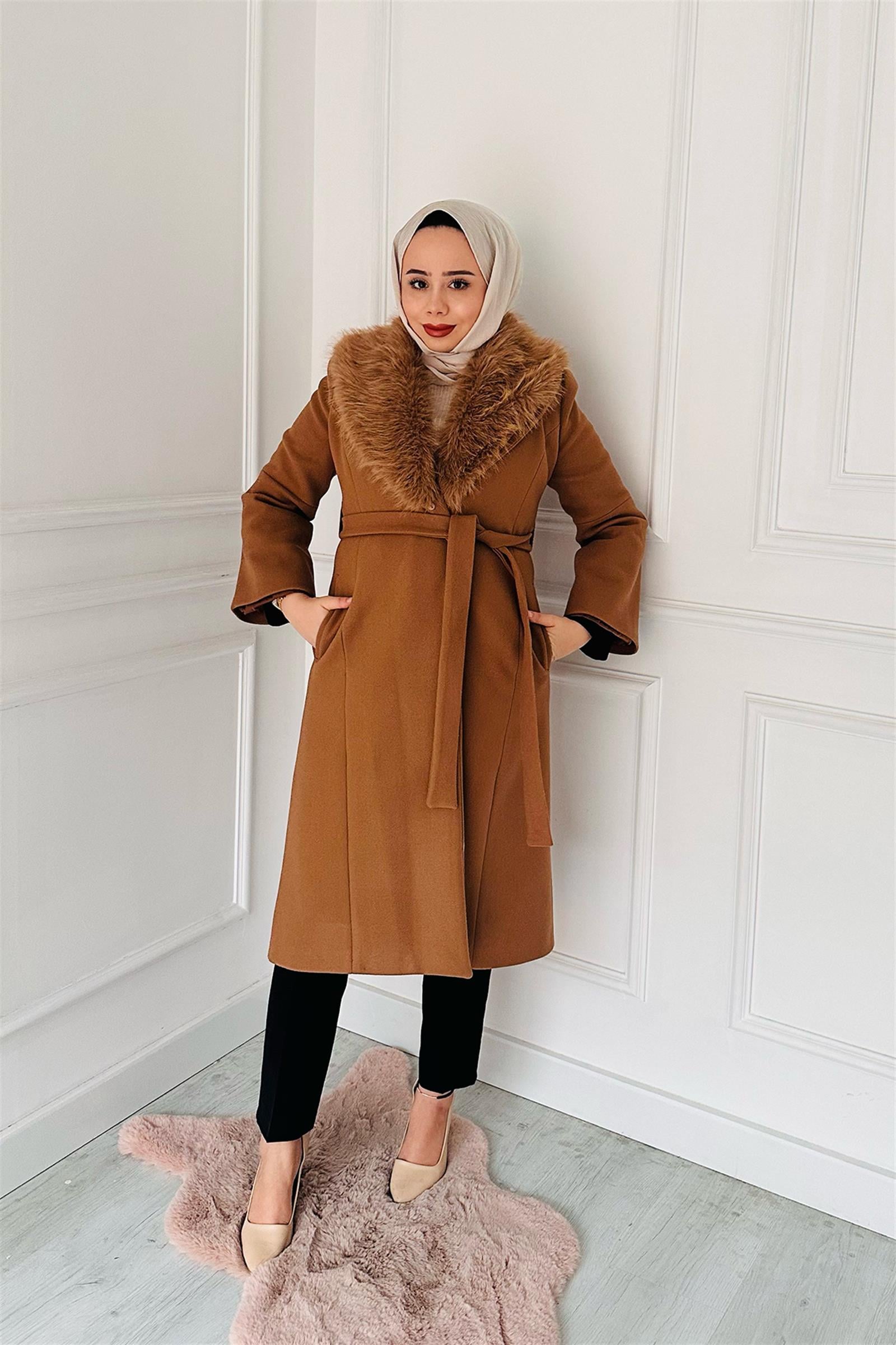 Yaka Kürklü Kaban 5470 Kahve