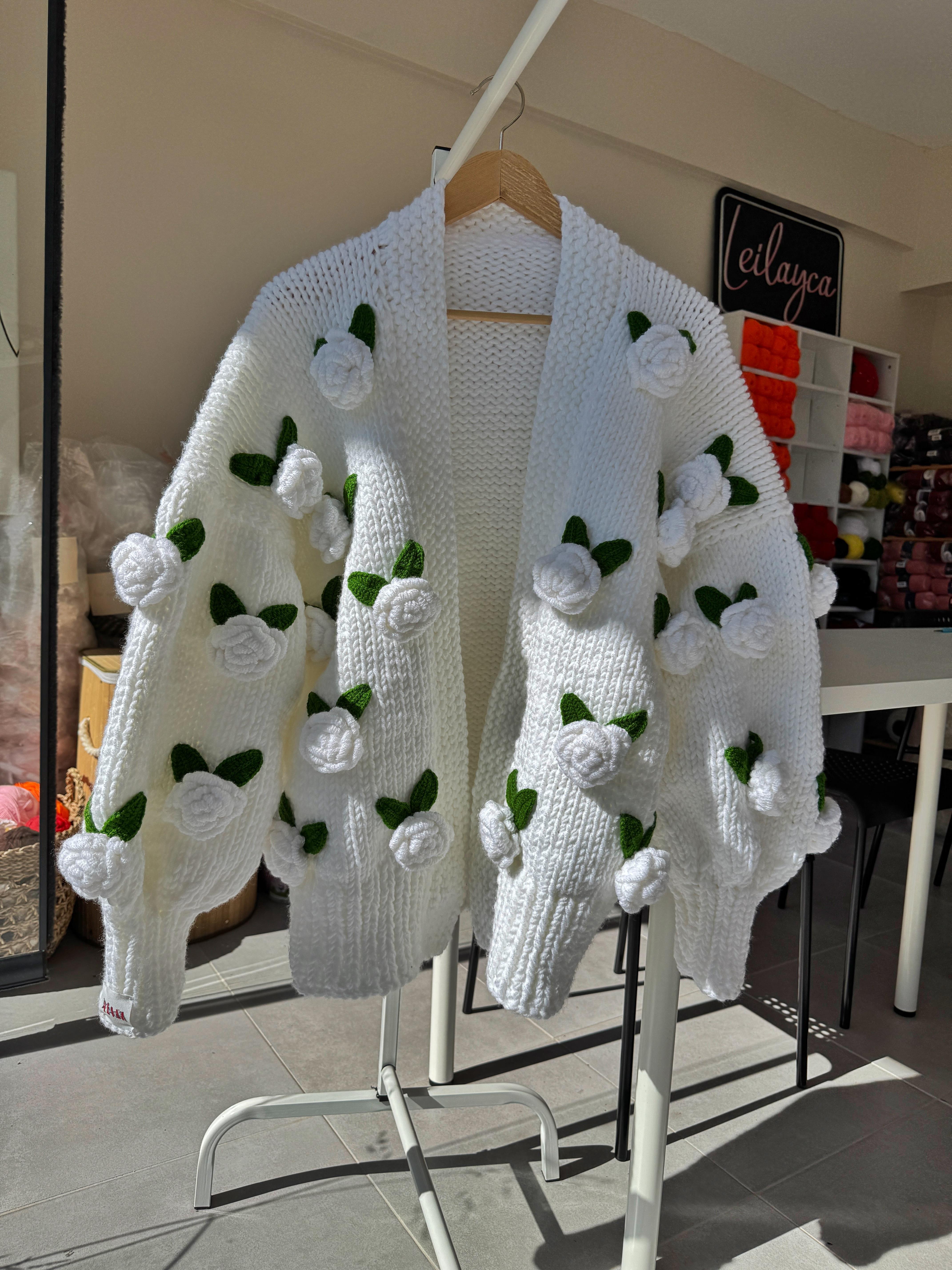 White rose cardigan