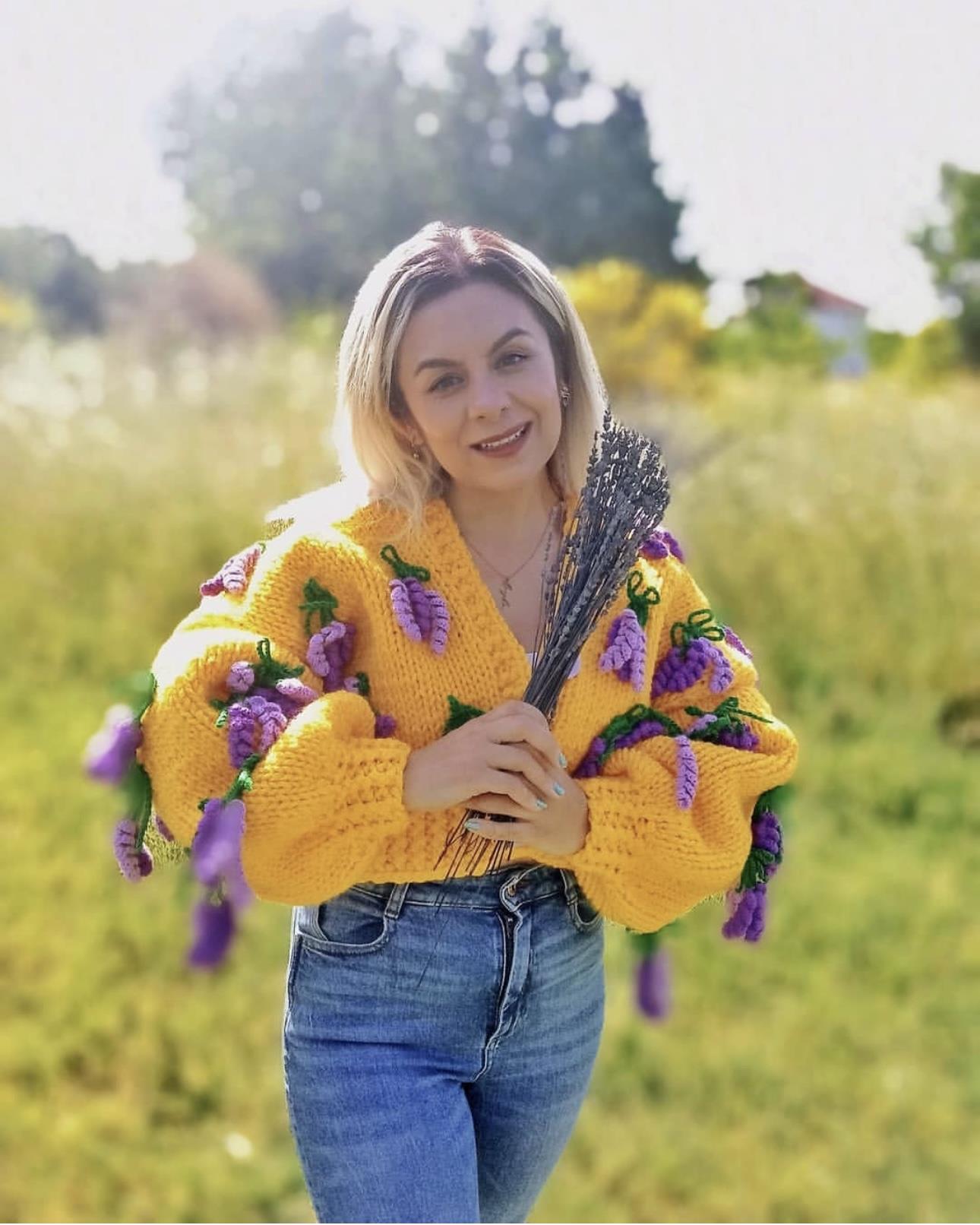 Lavender Flower Cardigan