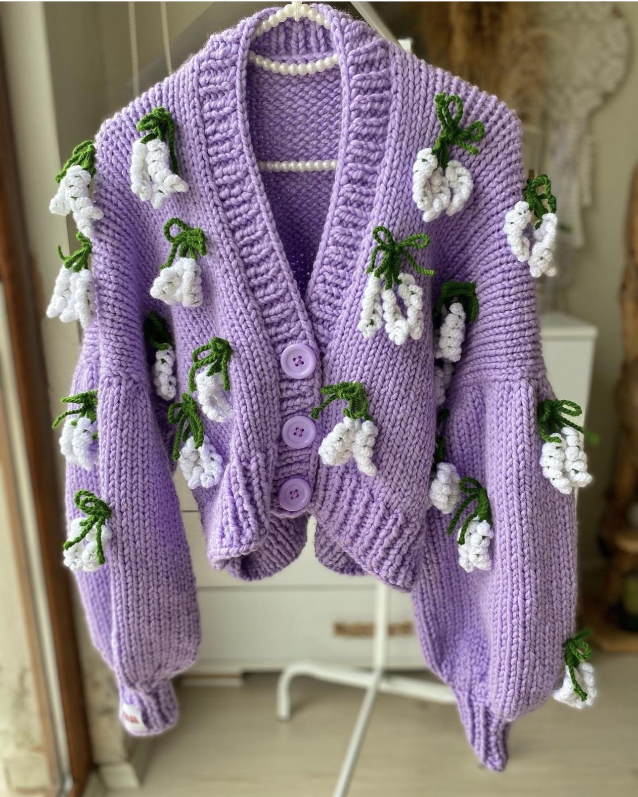 Lilac White Lavender Cardigan
