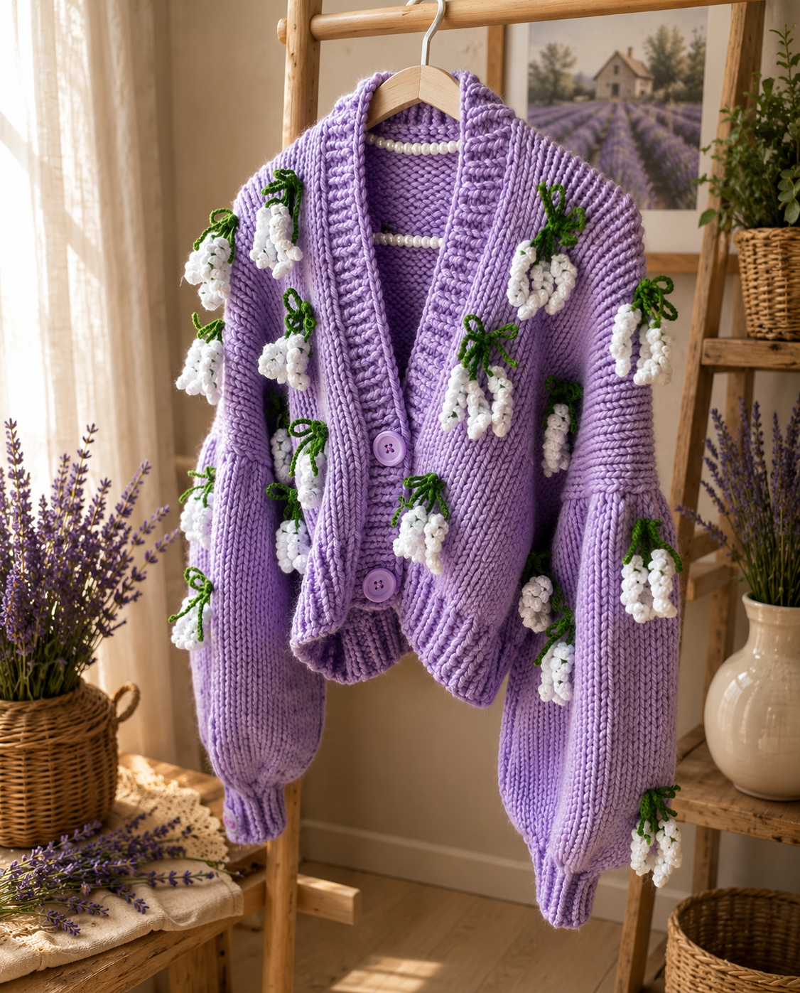Lilac White Lavender Cardigan