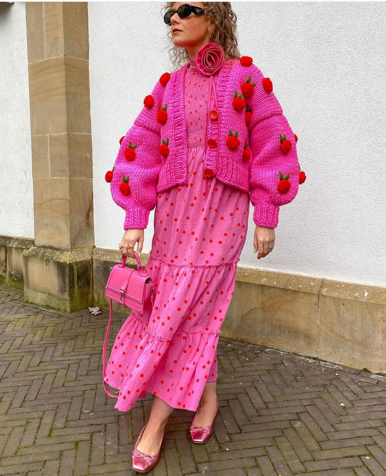 Pink Retro Cardigan