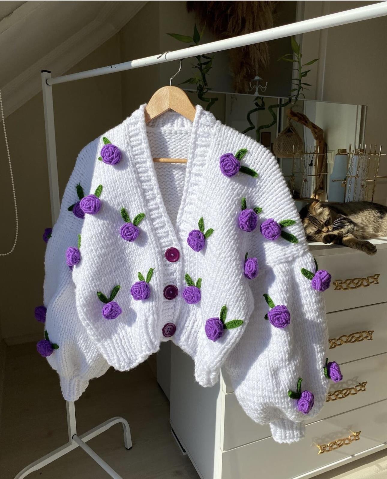 Purple Roses Cardigan