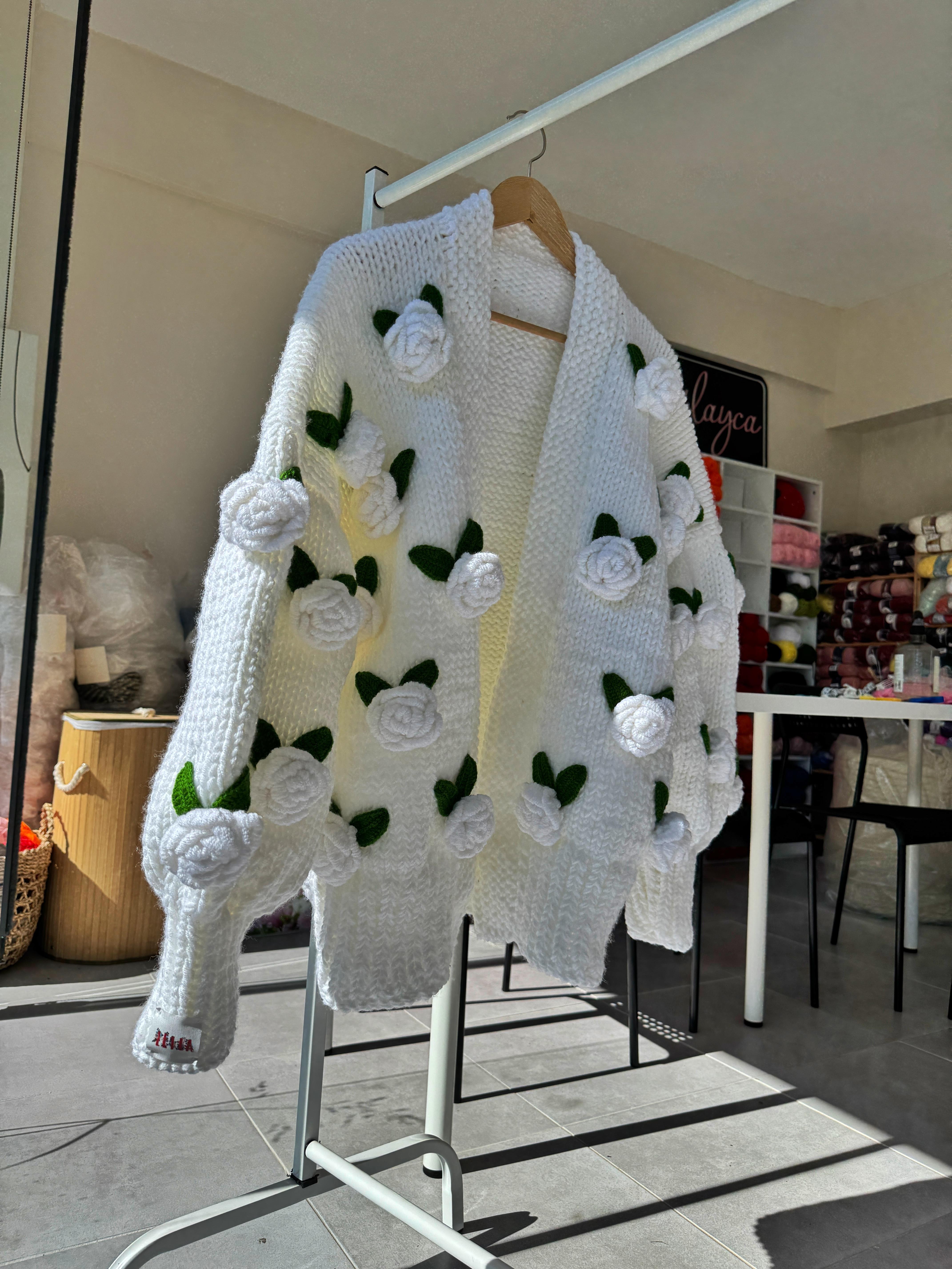 White rose cardigan