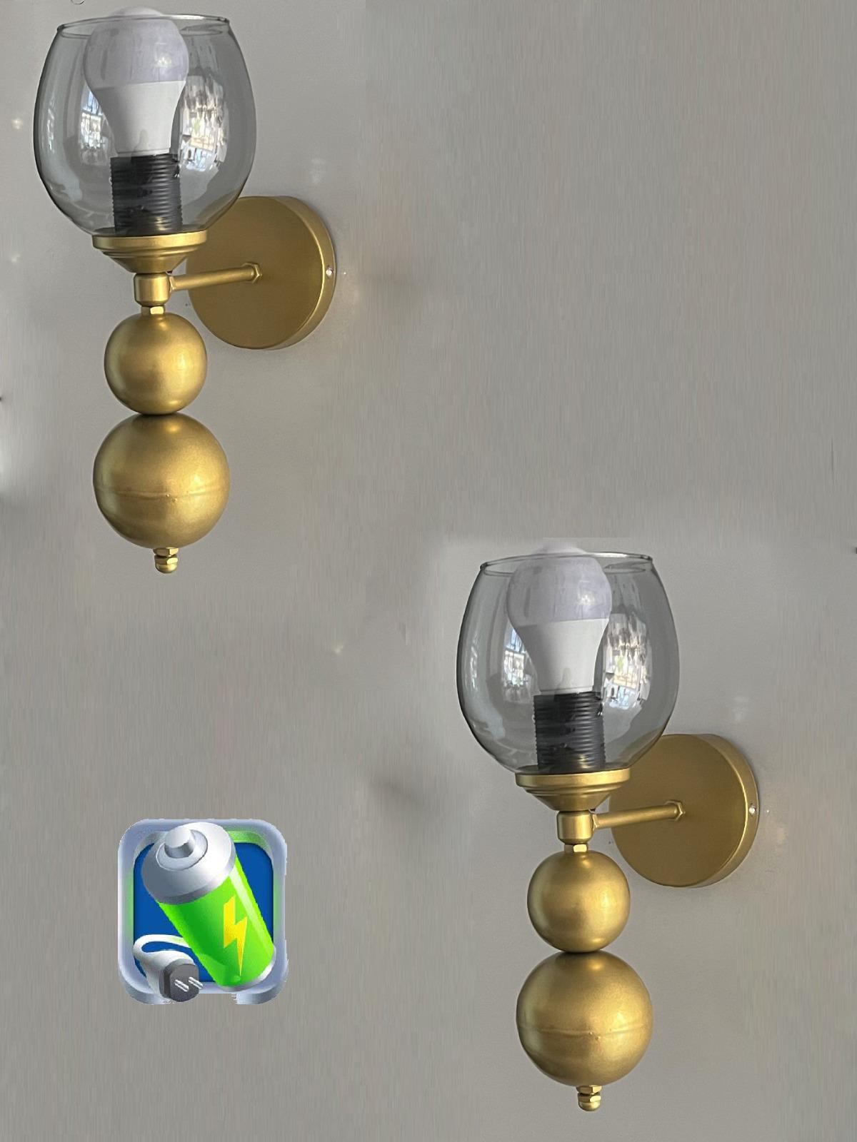  Şarj Et Kullan Gold Tokyo Şarjlı Pilli Aplik Füme Camlı Koridor Metal Modern Aydınlatma -2 Adet-Şarjlı Pilli Aplik Pandora Büyük Boy Gold Kristal Taşlı Lüx Aplik