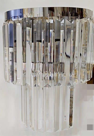 Elektrkli Pandora Kristal Taşlı Silver Büyük Aplik 23*30
