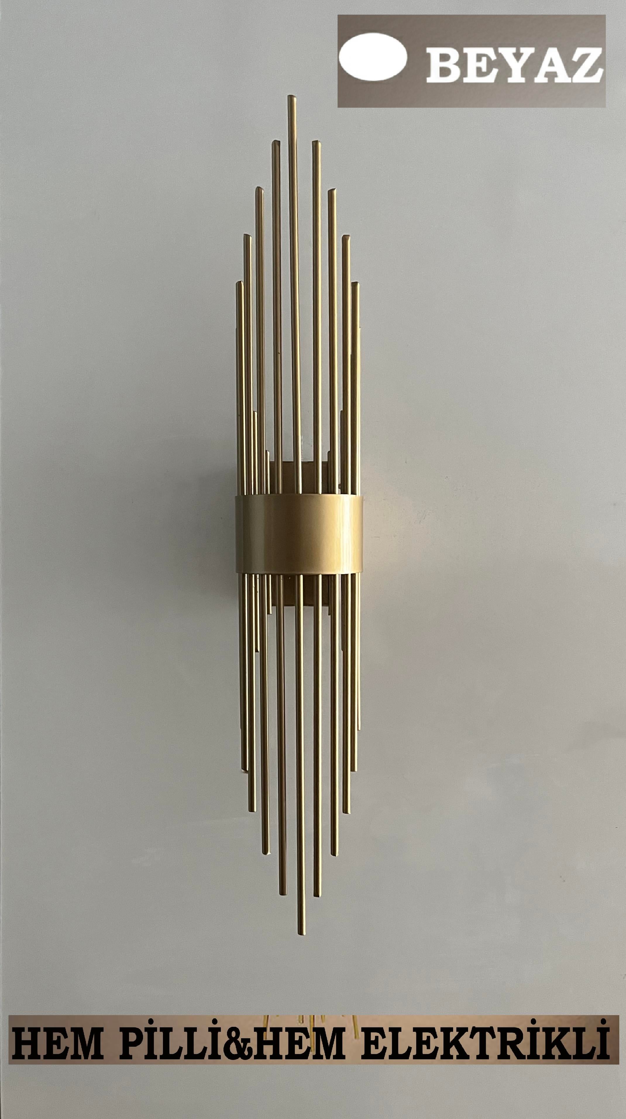 Hem Elektrikli Hem Pilli Fırtına Eskitme Metal Beyaz Işık Led Dekoratif Duvar Aplik - Tek AdetFeza BalCamlı Siyah Metal Modern 2 Adet Pilli Aplik - Özel Tasarım Lamba ve Pil Dahildir