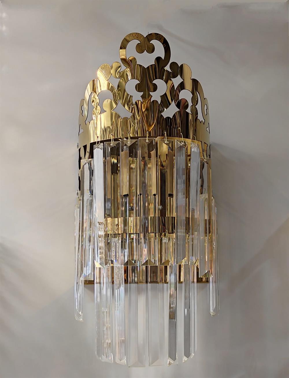 Kraliçe Tacı Kristal Taşlı 2katlı Gold Pilli  AplikOktagon Taşlı Dikdörtgen Silver Aplikgaziantepavize