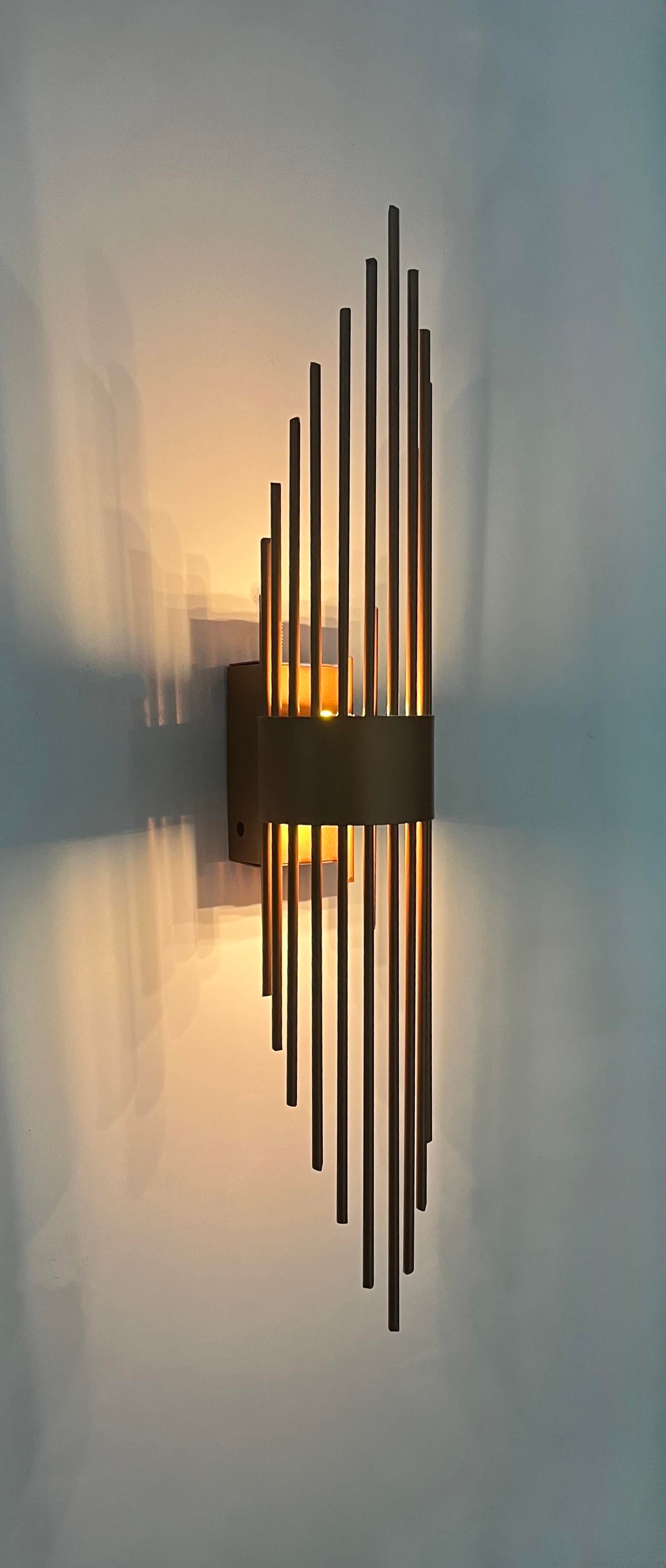 Mercan Bakır Metal Pilli Aplik Günışığı Ledli Modern Duvar Aplik Duvar Lambası İç Mekan -Tek AdetLemos Gold Metal Pilli Aplik - 9v pil Hediyedir -Tek Adet Fiyatıdır