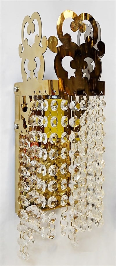 Nakışlı Köşeli Oktagon Taşlı Gold Aplik - 1