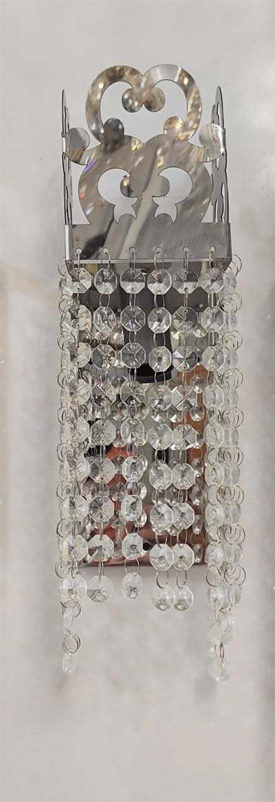 Nakışlı Köşeli Oktagon Taşlı Silver Aplik