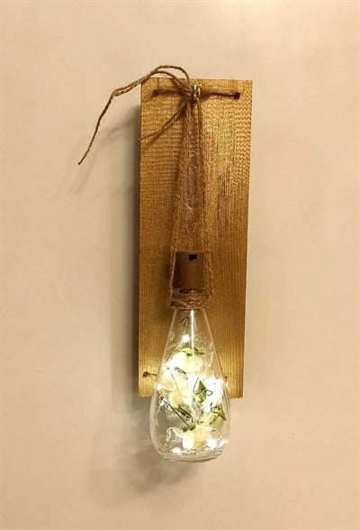 Rose Dekoratif Ahşap Peri Led Işıklı Şişe Pilli Aplik