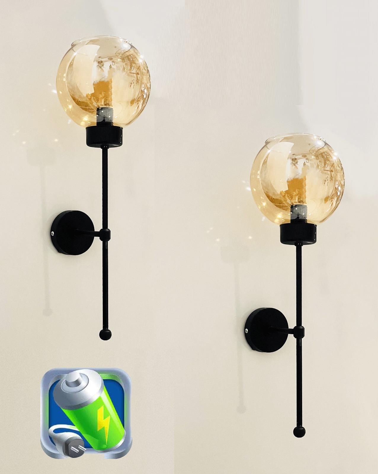 Şarj Et Kullan Feza Şarjlı Pilli Aplik Siyah Kasa Bal Camlı Metal Modern Koridor Aydınlatma -2 AdetŞarjlı Pilli Aplik Pandora Büyük Boy Gold Kristal Taşlı Lüx Aplik
