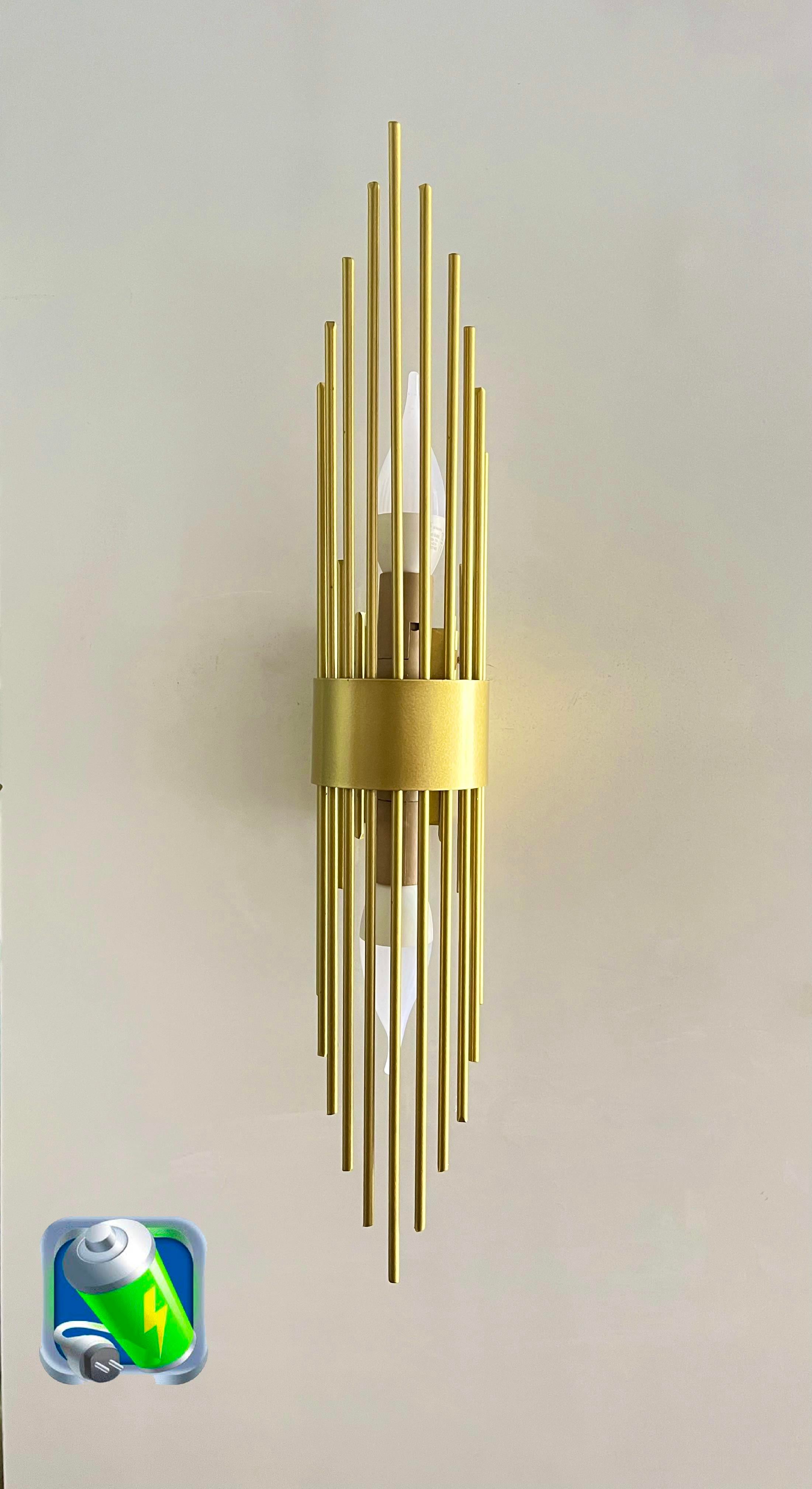 Şarj Et Kullan Mercan Ampullü Gold Kasa Metal Şarjlı Pilli Aplik Modern Duvar Lambası - Tek AdetŞarjlı Pilli Aplik Pandora Büyük Boy Gold Kristal Taşlı Lüx Aplik