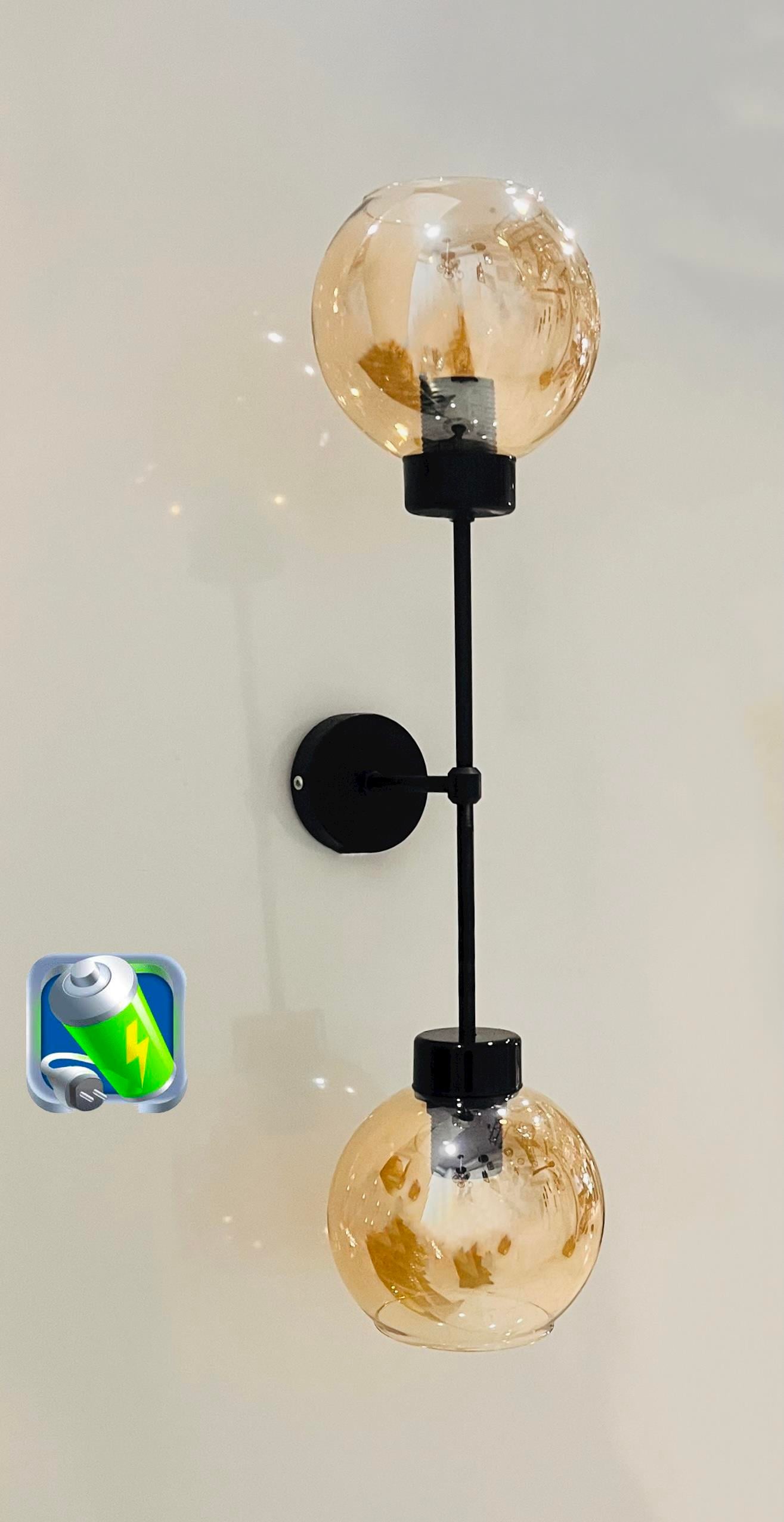 Şarj Et Kullan Poyraz Şarjlı Pilli Aplik Siyah Kasa Bal Camlı Metal Modern Cafe Aydınlatma -2 AdetŞarjlı Pilli Aplik Pandora Büyük Boy Gold Kristal Taşlı Lüx Aplik