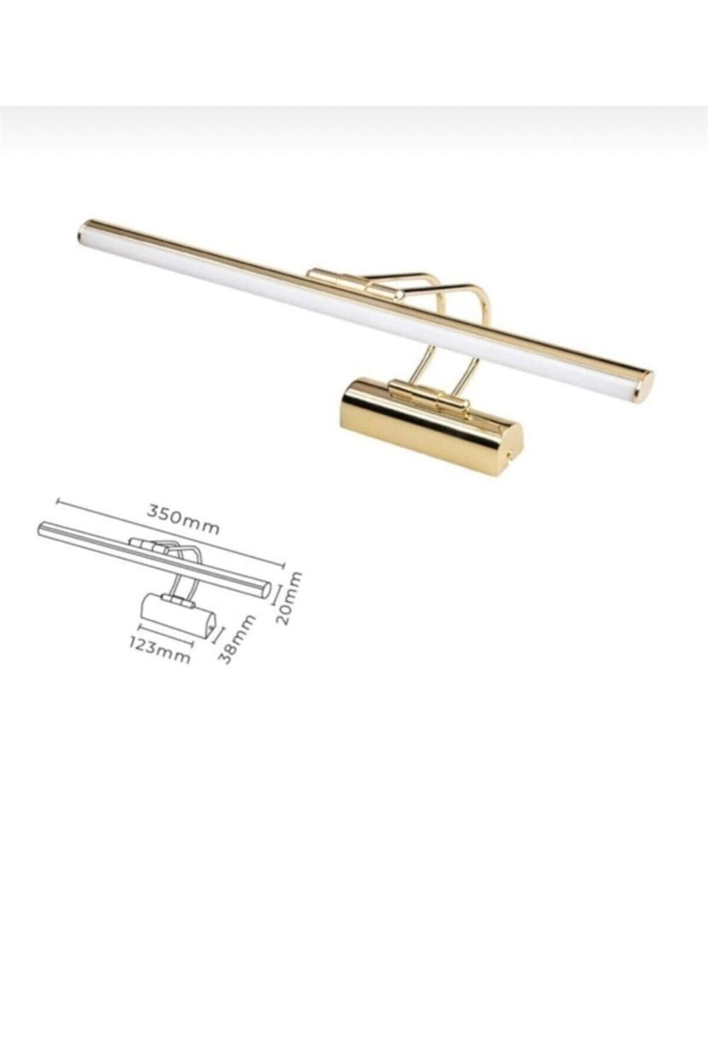 Şarjlı 35cm Gold Pilli Flüt Aplik Günışığı Banyo Duvar Ayna Tablo Aydınlatması Kuğu Aplik-Şarj Edilebilir Pil ve USB Kablosu Hediyedir