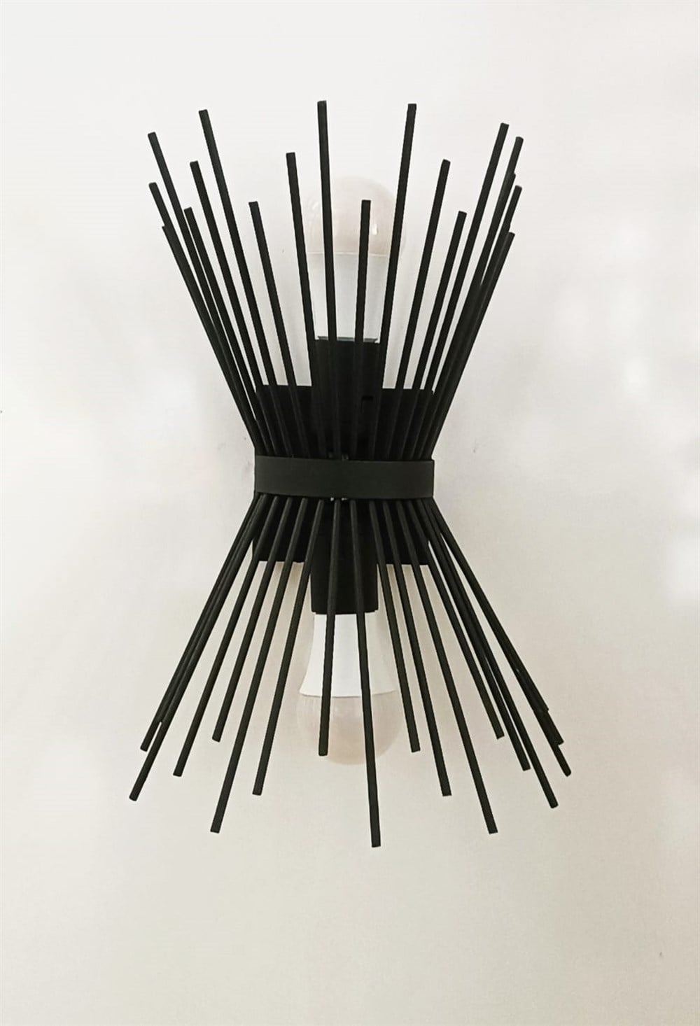 Şarjlı Pilli Aplik Metal Siyah Kirpi E27 Özel Lambalı Aplik - Tek Adet Fiyatıdır - Özel Tasarım Ampuller Hediyedir