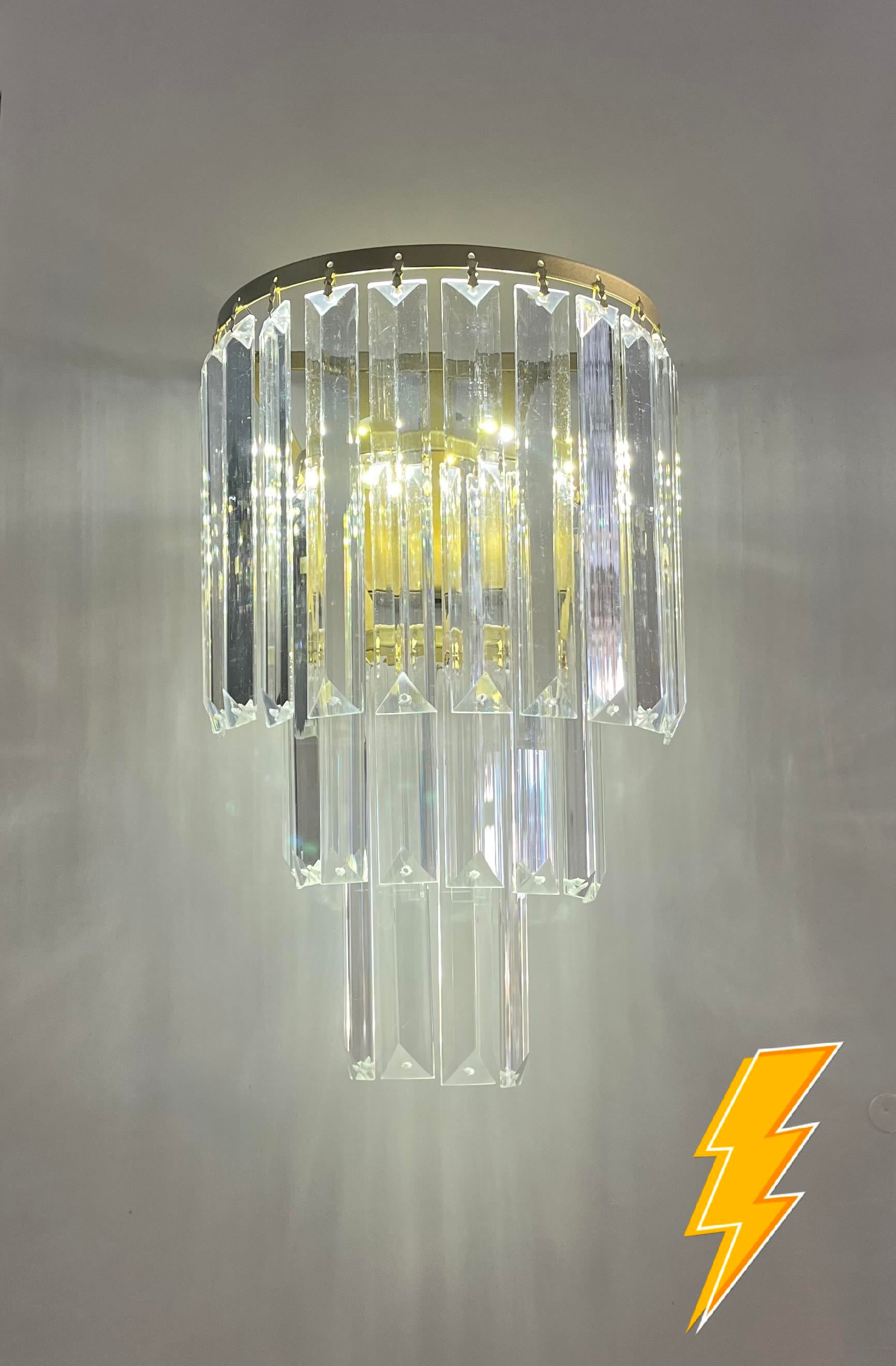 Yonca Gold Kasa Beyaz Ledli 3 Katlı Lux Taşlı Elektrikli Aplik - Tek Adet - Led Hediye (Pilli Değil)Zümrüt Flüt Siyah Kasa Günışığı Elektrikli Banyo Duvar Ayna Tablo Aydınlatma Kuğu Aplik Ledli Aplik