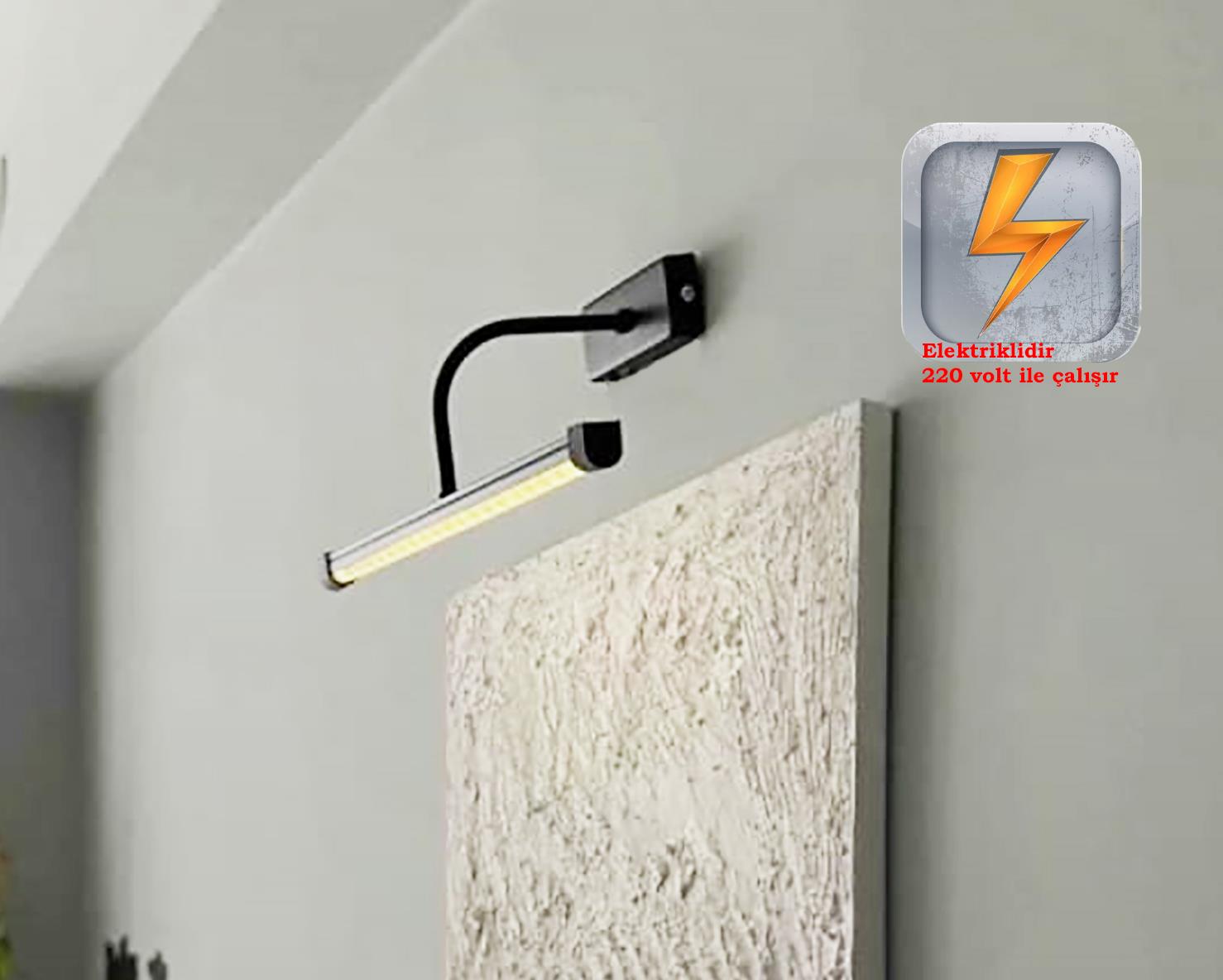 Elektrikli 50cm Dünya Siyah Kasa Modern Dekoratif Günışığı Led Duvar Aplik (PİLLİ DEĞİLDİR)Zümrüt Flüt Siyah Kasa Günışığı Elektrikli Banyo Duvar Ayna Tablo Aydınlatma Kuğu Aplik Ledli Aplik