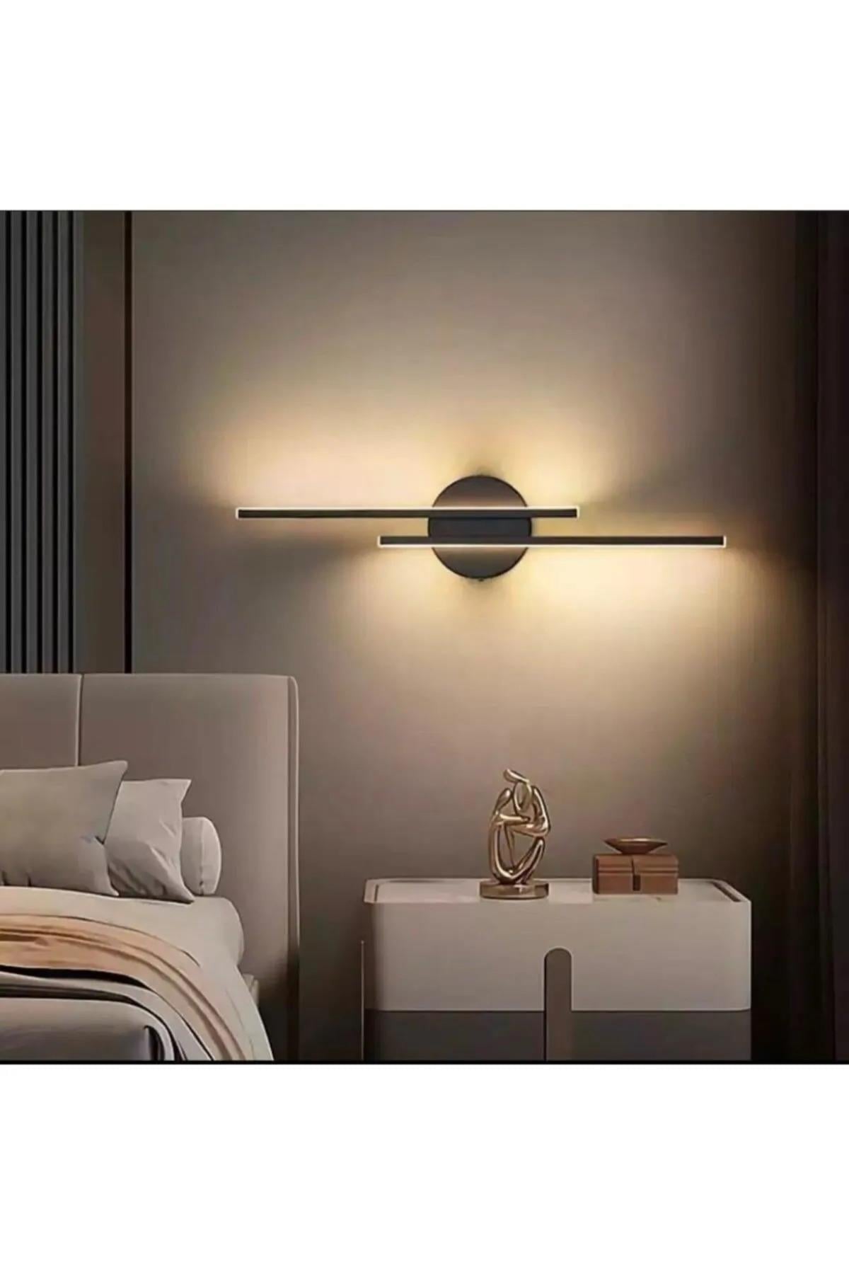 Elektrikli Zümrüt Çift Taraflı Modern Dekoratif Günışığı Led Çift Yön Duvar Aplik (PİLLİ DEĞİLDİR)Feza BalCamlı Siyah Metal Modern 2 Adet Elektrikli Aplik