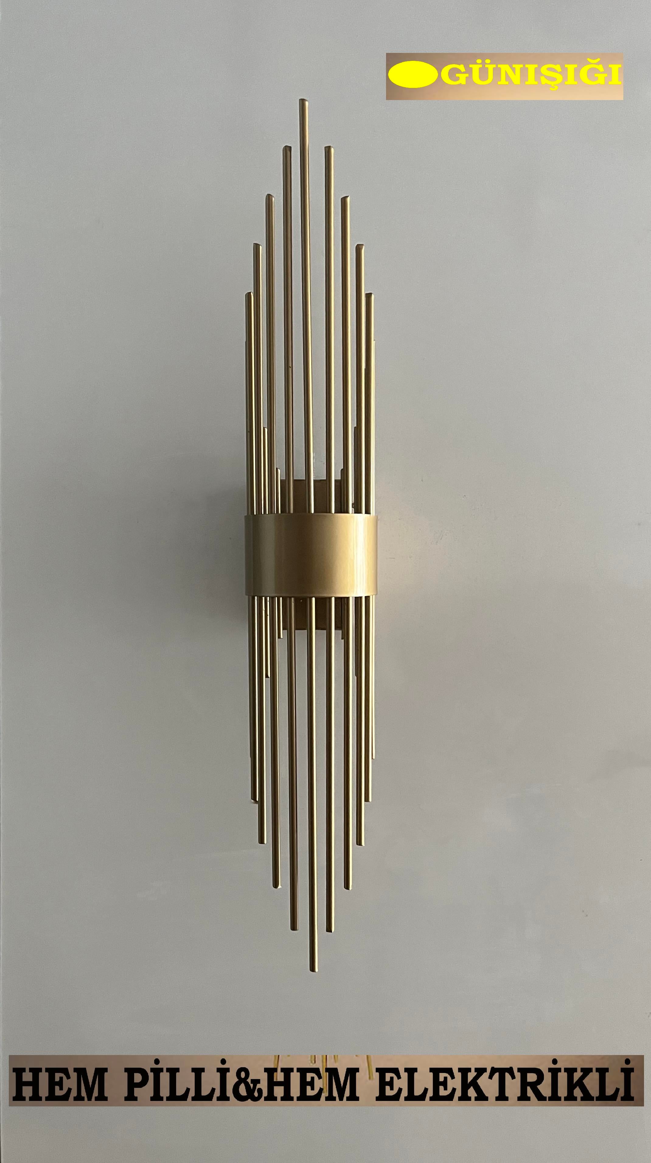 Hem Elektrikli Hem Pilli Fırtına Eskitme Metal Günışığı Led Dekoratif Duvar Aplik - Tek AdetFeza BalCamlı Siyah Metal Modern 2 Adet Pilli Aplik - Özel Tasarım Lamba ve Pil Dahildir