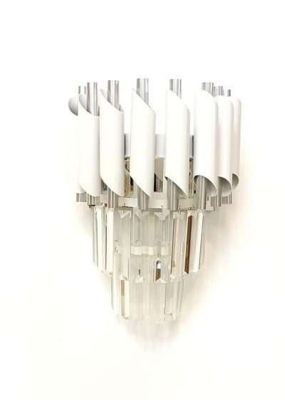 Himalaya Kristal Taşlı Beyaz - Gümüş Metal Pilli Aplik