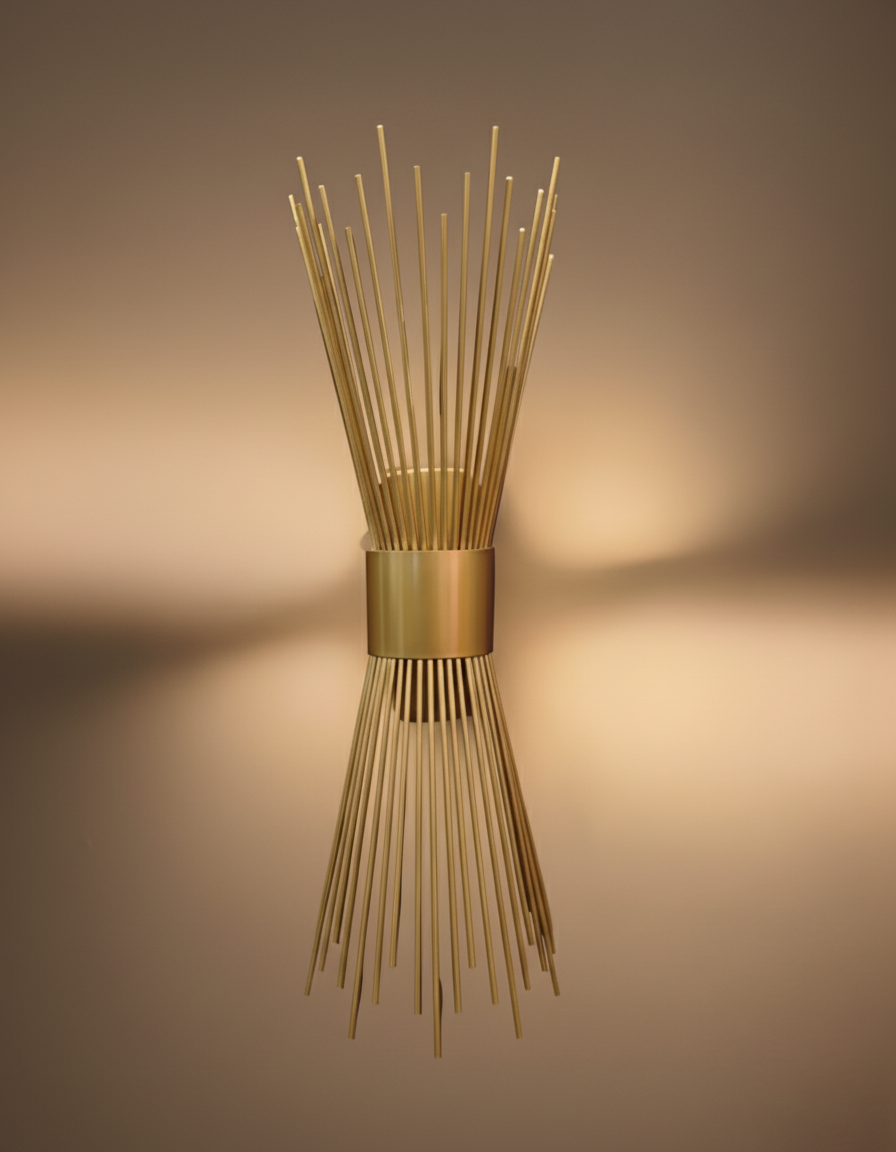 Hisar Gold Metal Pilli Aplik Günışığı Ledli Modern Duvar Aplik Duvar Lambası İç Mekan - Tek AdetLemos Gold Metal Pilli Aplik - 9v pil Hediyedir -Tek Adet Fiyatıdır