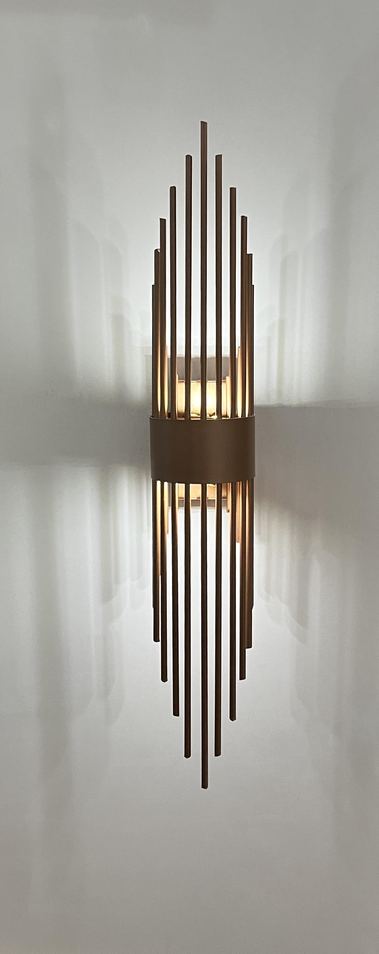 Mercan Bakır Metal Pilli Aplik Beyaz Işık Ledli Modern Duvar Aplik Duvar Lambası İç Mekan -Tek AdetLemos Gold Metal Pilli Aplik - 9v pil Hediyedir -Tek Adet Fiyatıdır