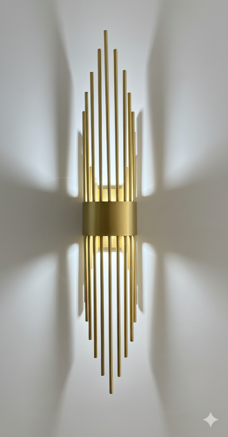 Mercan Gold Metal Pilli Aplik Beyaz Işık Ledli Modern Duvar Lambası İç Mekan Duvar ApliğiLemos Gold Metal Pilli Aplik - 9v pil Hediyedir -Tek Adet Fiyatıdır