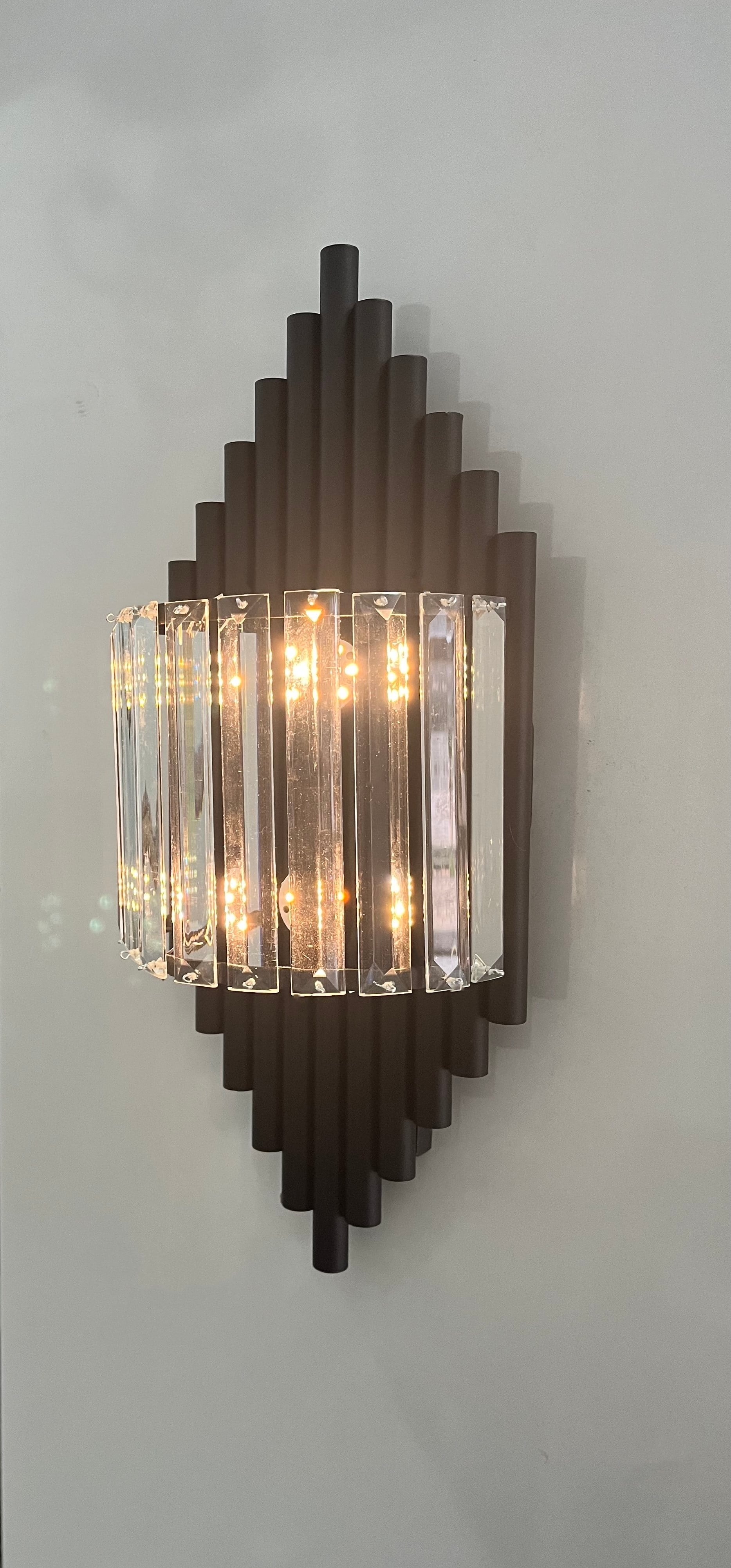 Mina Sİyah Kasa Günışığı Ledli Lux Taşlı Pilli Aplik - Tek Adet - Pil ve Led HediyeFeza BalCamlı Siyah Metal Modern 2 Adet Pilli Aplik - Özel Tasarım Lamba ve Pil Dahildir