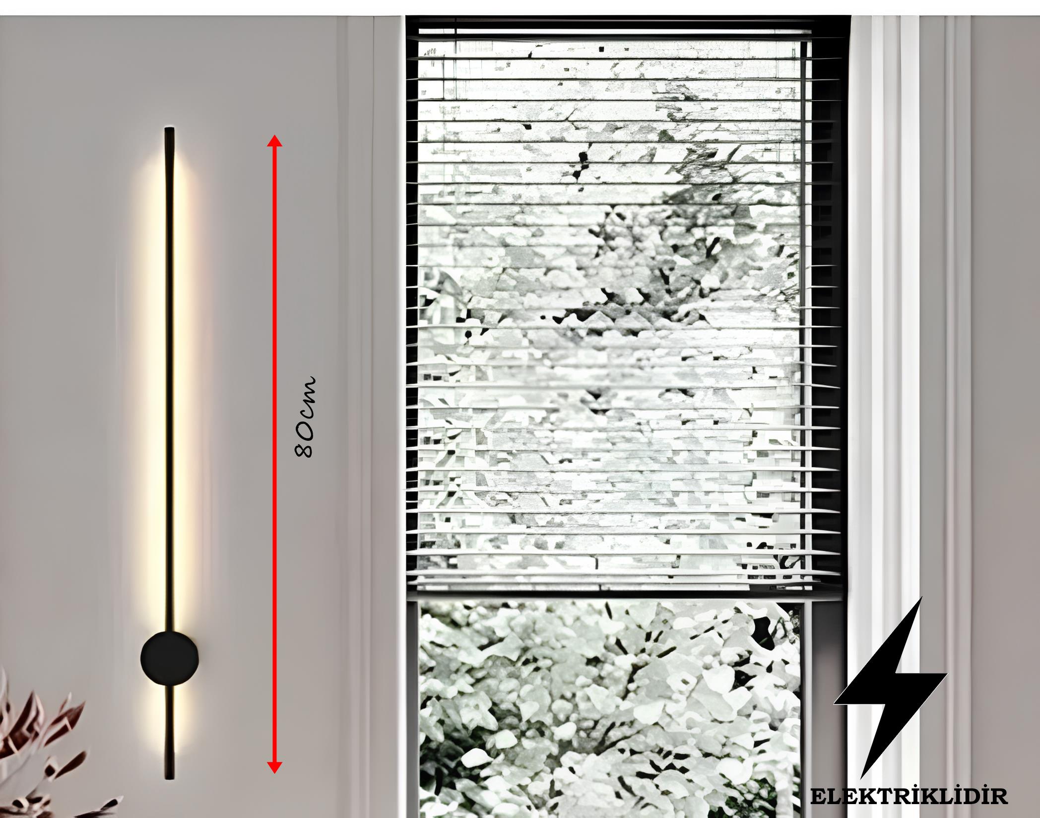 Modern Dekoratif Led Duvar Aplik 80 Cm Günışığı Siyah 1 Adet (PİLLİ DEĞİLDİR)Zümrüt Flüt Siyah Kasa Günışığı Elektrikli Banyo Duvar Ayna Tablo Aydınlatma Kuğu Aplik Ledli Aplik