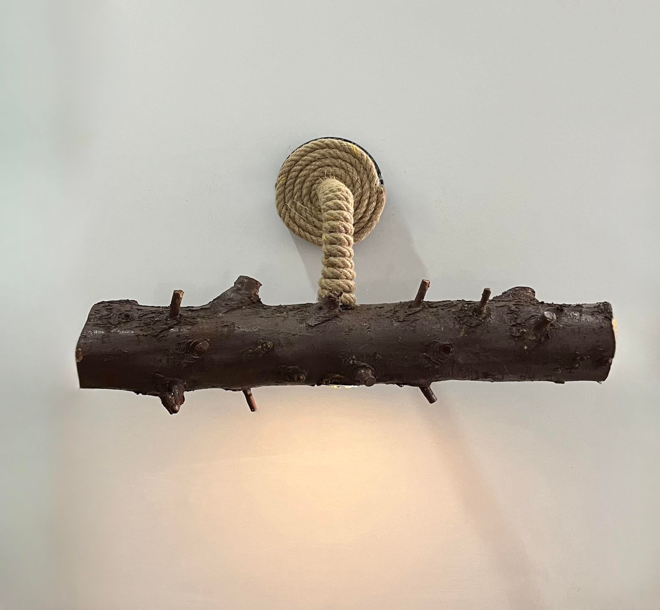 Otantik Tasarım Günışığı Ledli Dekoratif Ağaç Halatlı Rustik Duvar Pilli Aplik -Pil HediyedirFeza FümeCamlı Siyah Metal Modern 2 Adet Pilli Aplik - Özel Tasarım Lamba ve Pil Dahildir