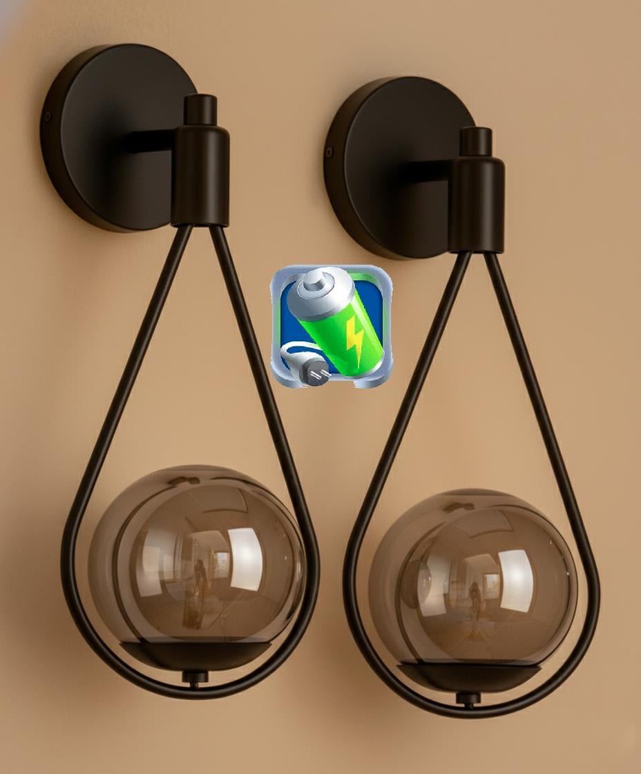 Şarj Et Kullan 2li Badem Siyah Kasa Füme Glop Camlı Şarjlı Pilli Aplik Metal Modern AydınlatmaŞarjlı Pilli Aplik Pandora Büyük Boy Gold Kristal Taşlı Lüx Aplik