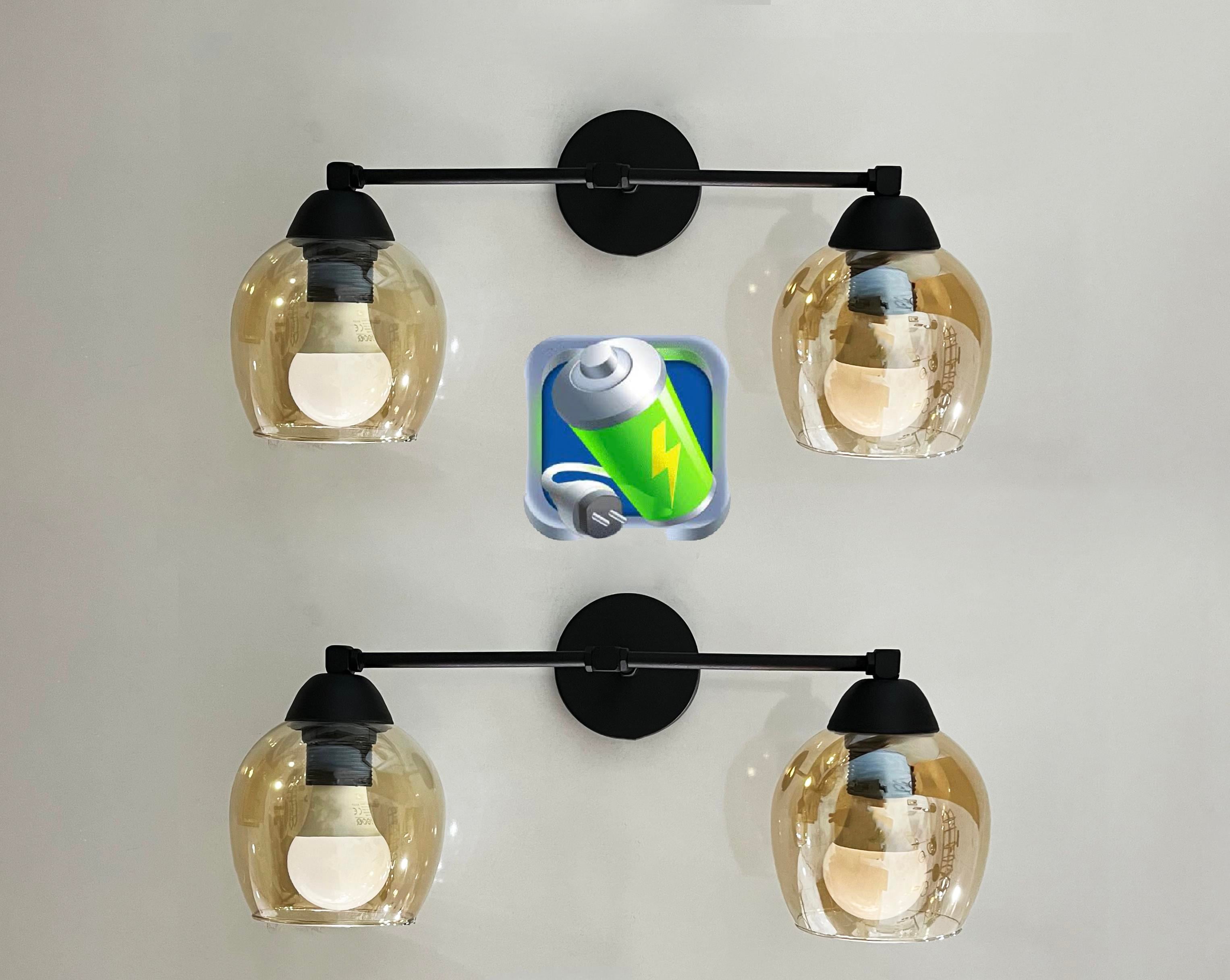Şarj Et Kullan Berlin Şarjlı Pilli Aplik Bal Camlı Siyah Kasa Metal Modern -2 Adet-Şarjlı Pilli Aplik Pandora Büyük Boy Gold Kristal Taşlı Lüx Aplik
