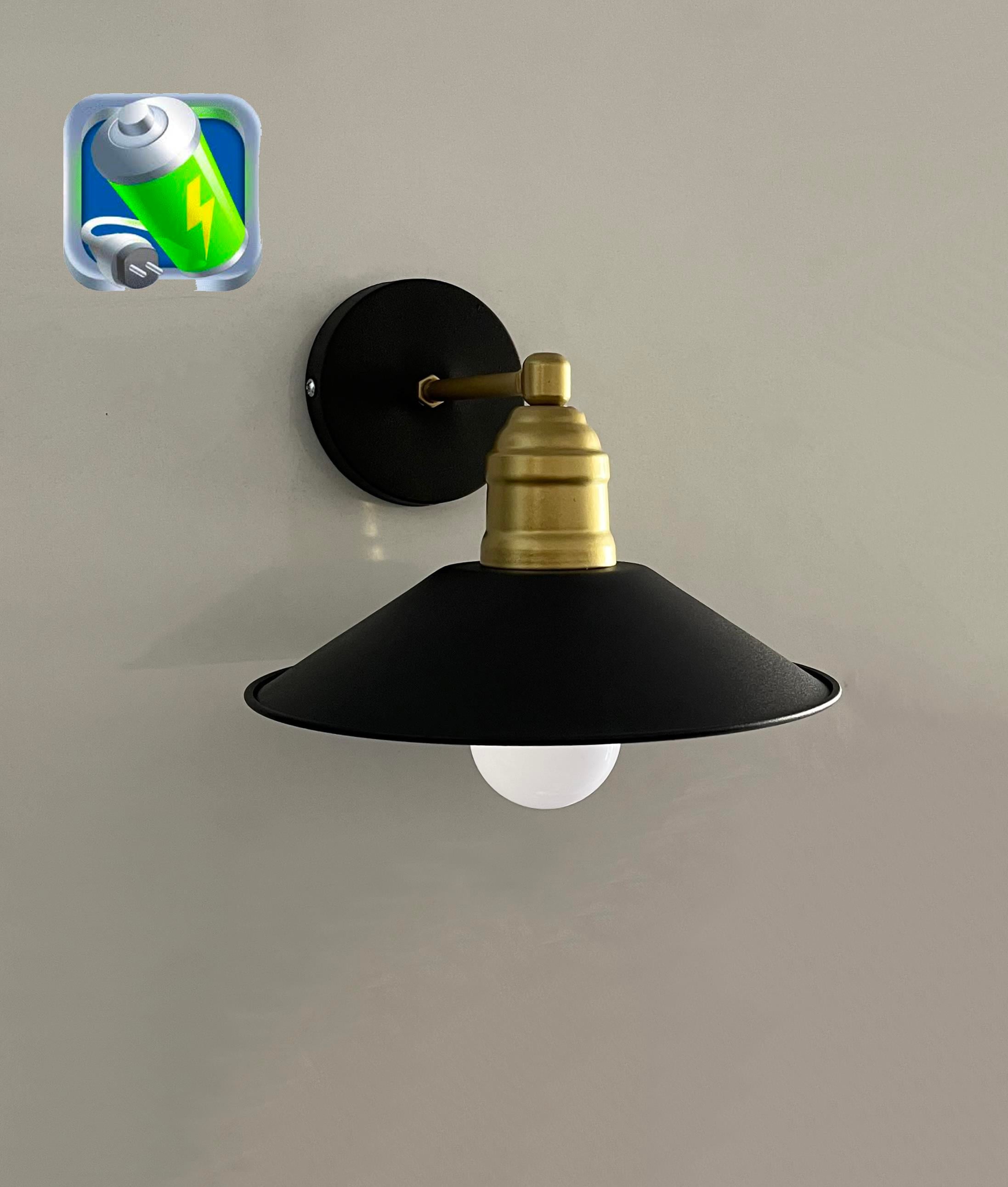 Şarj Et Kullan Viyana Şarjlı Pilli Aplik Siyah Kasa Metal Şapka Metal Modern Aydınlatma -Tek AdetŞarjlı Pilli Aplik Napoli Siyah Metal Aplik - 9v Pil ve Özel Tasarım Ampul İçindedir - Tek Adet Fiyatıdır