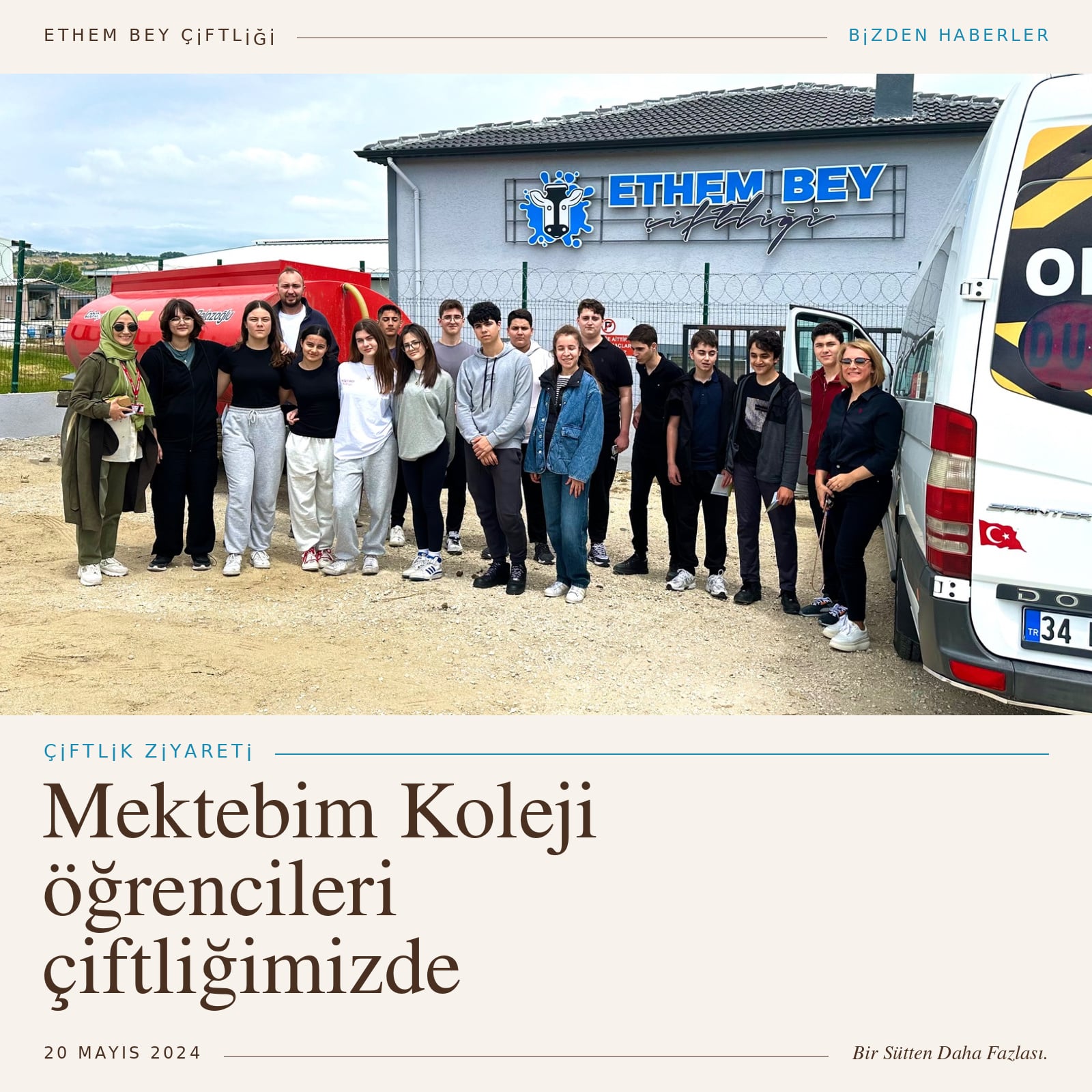 Mektebim Koleji öğrencilerinin Ethem Bey Çiftliği ziyareti