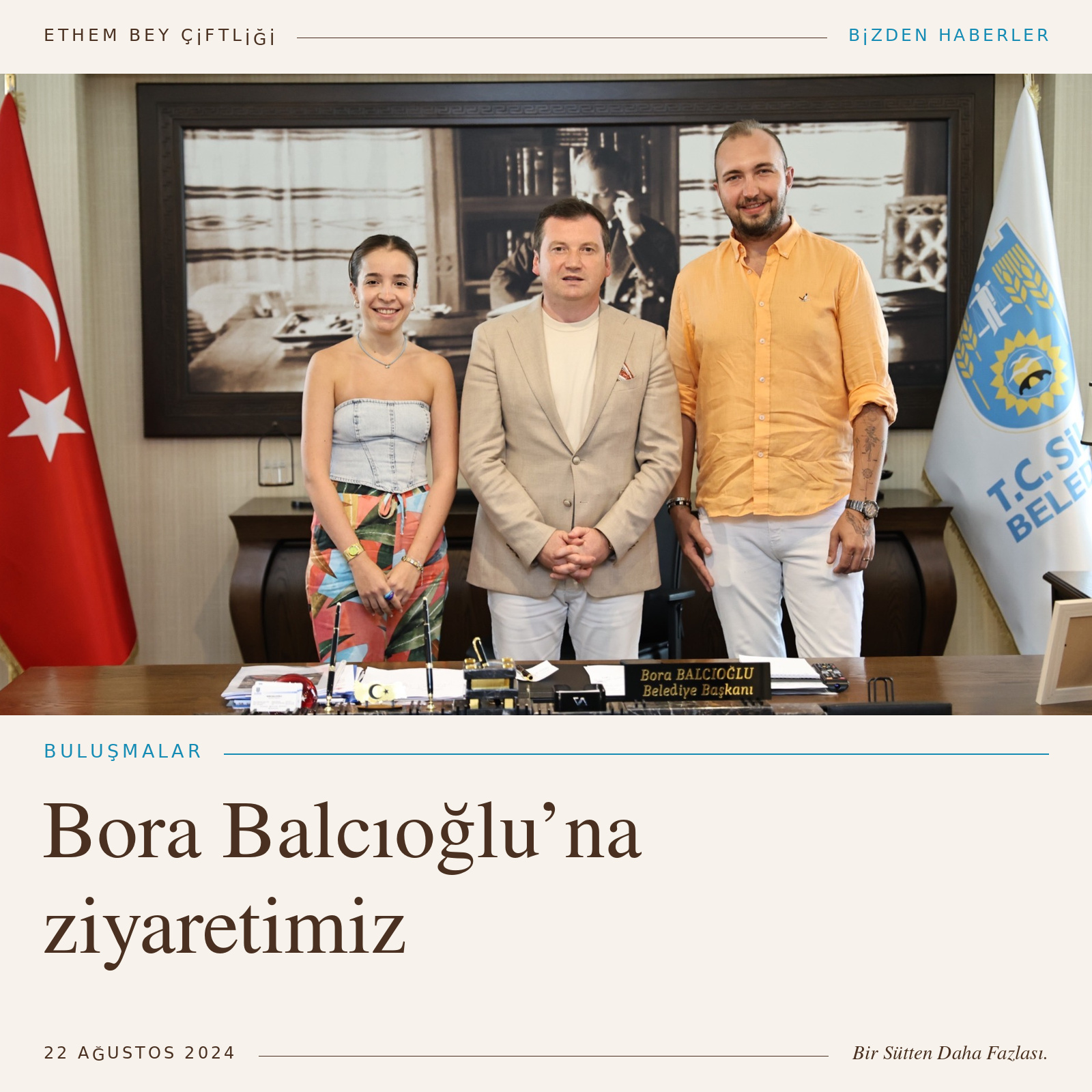 Ethem Bey Çiftliği ekibinin Bora Balcıoğlu’na ziyareti