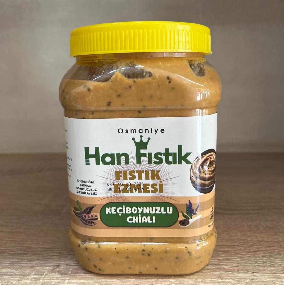 1 KG KEÇİBOYNUZU ÖZÜ CHİA TOHUMLU FISTIK EZMESİ