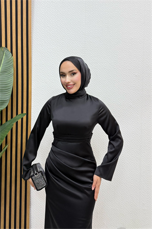 Eftal Tesettür Siyah Abiye