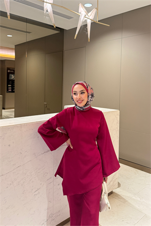 Helin Tesettür Takım Bordo