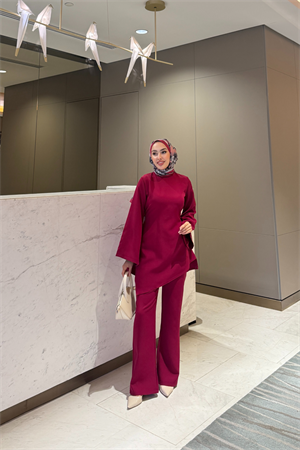 Helin Tesettür Takım Bordo