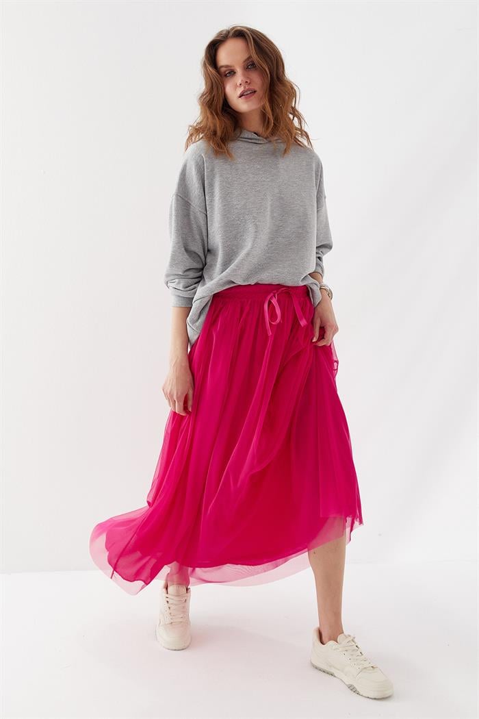 Baskılı Kapüşonlu Sweatshirt Gri