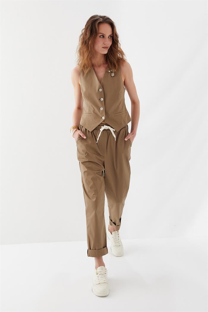 Koton Yelekli Takım Camel