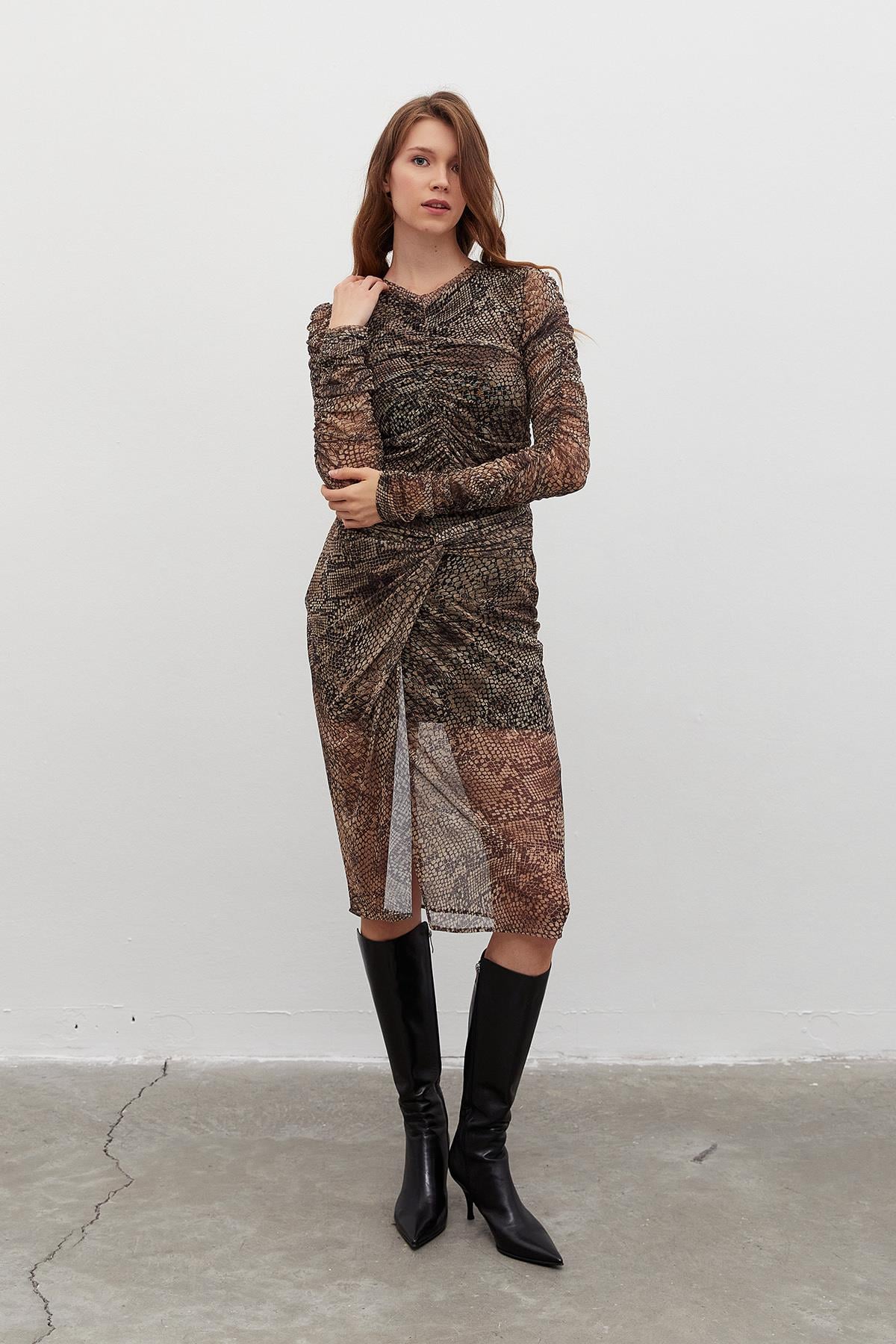 Leopar Desenli Tül Etek