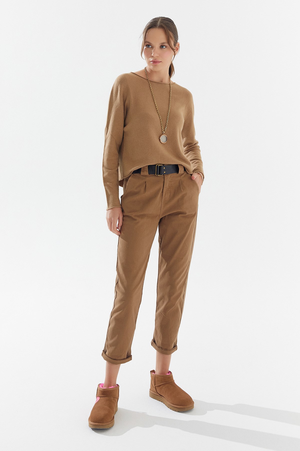 İthal Önü Kanvas Arkası Cotton Kumaş Çok Rahat Pantolon Camel